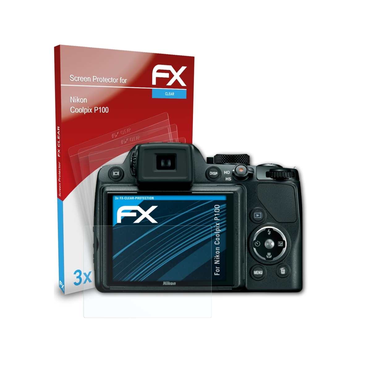 ATFOLIX 3x FX-Clear Displayschutz(für Nikon P100) Coolpix