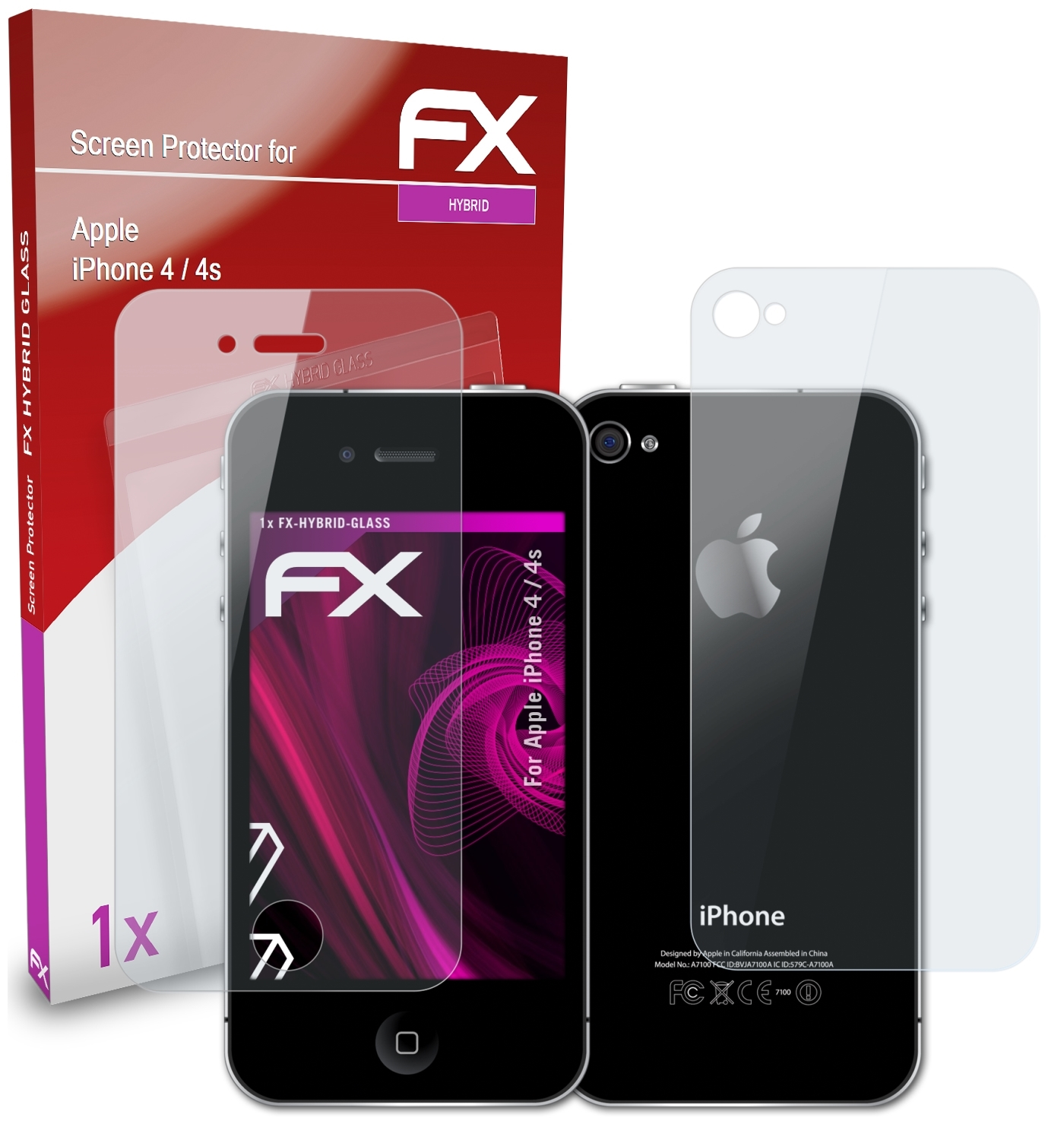 ATFOLIX FX-Hybrid-Glass Schutzglas(für / iPhone 4 4s) Apple