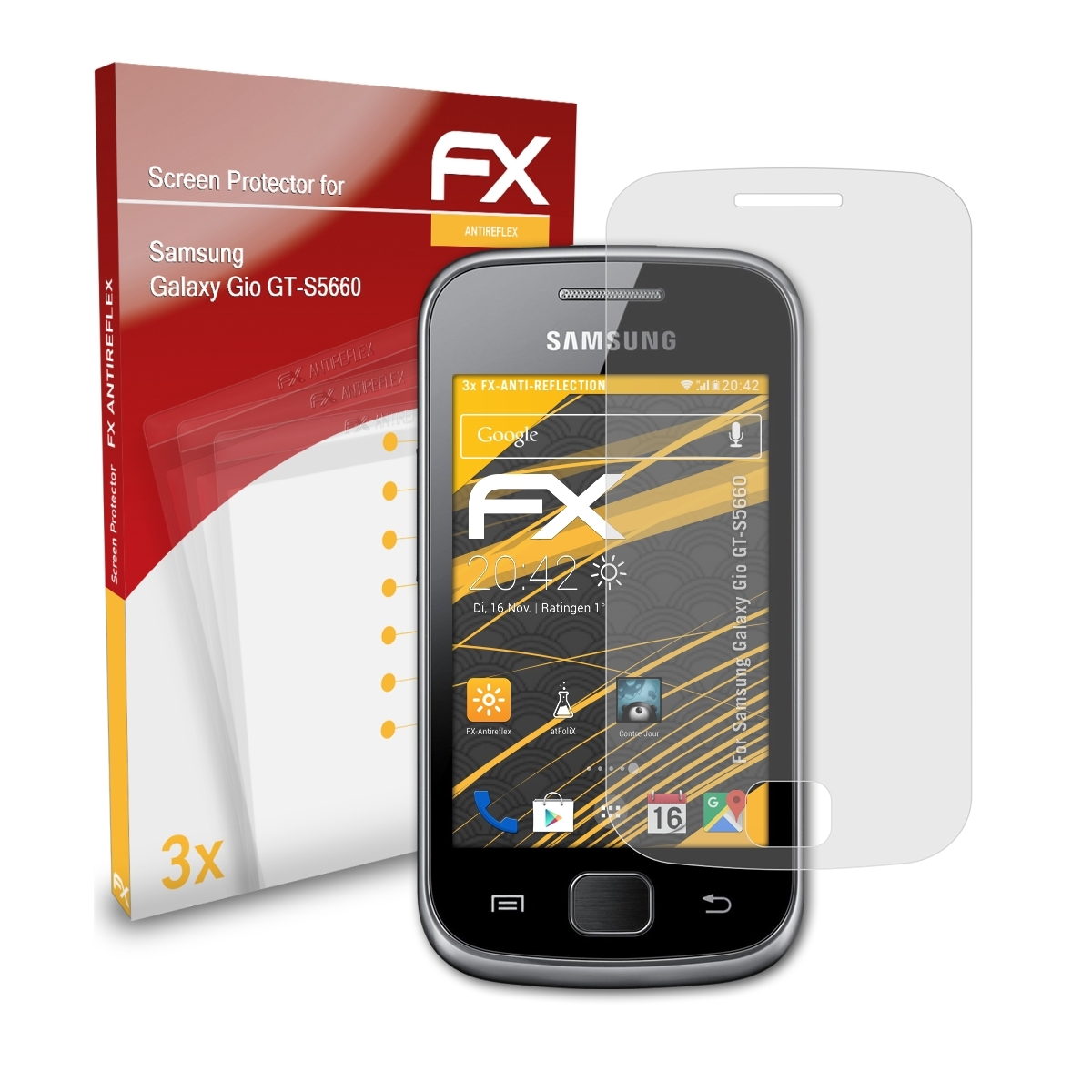 Galaxy Samsung FX-Antireflex (GT-S5660)) Gio Displayschutz(für ATFOLIX 3x