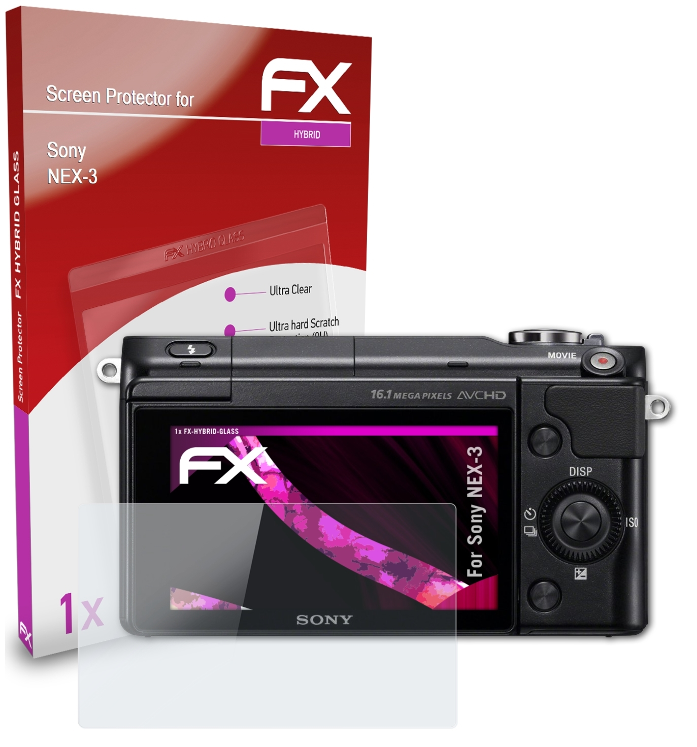 NEX-3) FX-Hybrid-Glass Sony ATFOLIX Schutzglas(für