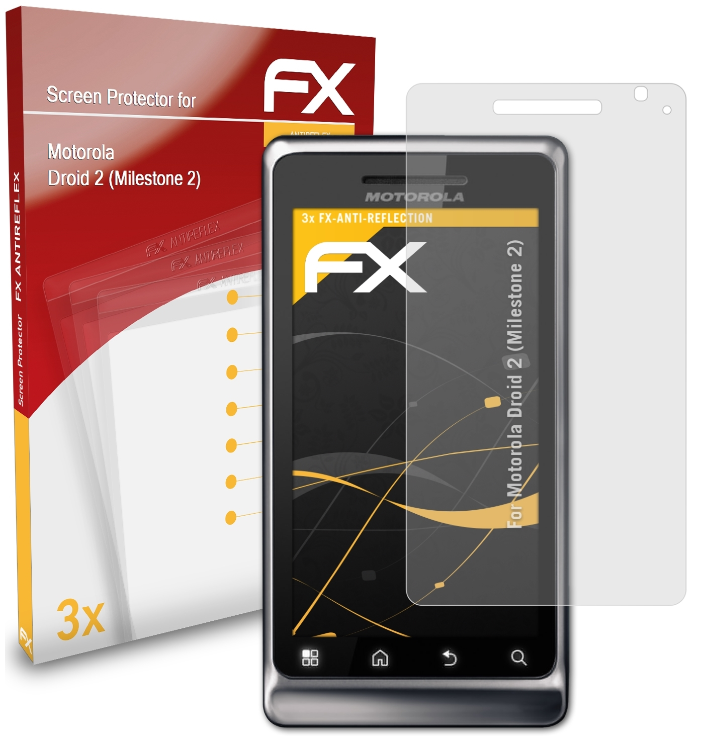 3x Droid 2)) ATFOLIX (Milestone Displayschutz(für FX-Antireflex Motorola 2