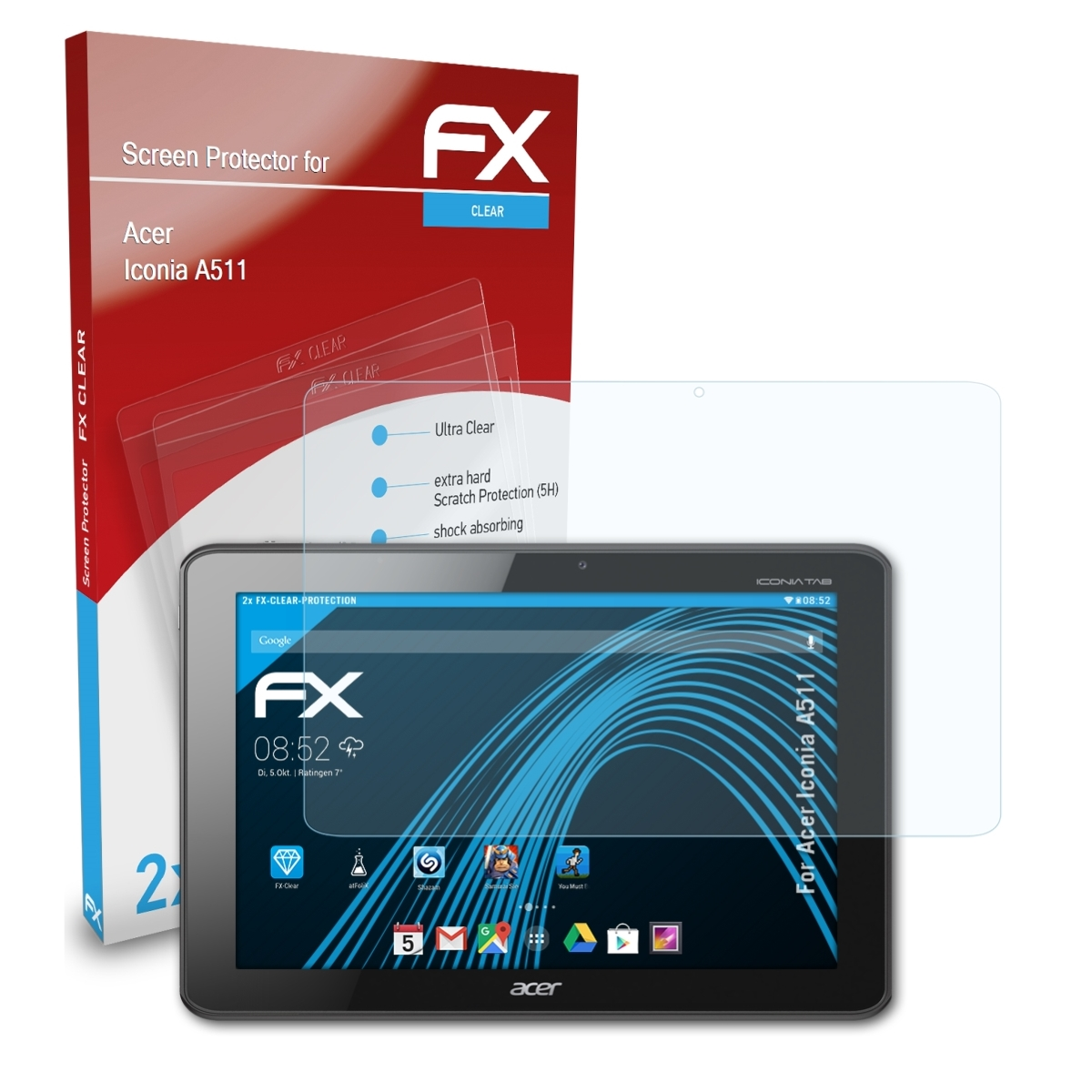 Displayschutz(für Acer FX-Clear 2x Iconia A511) ATFOLIX