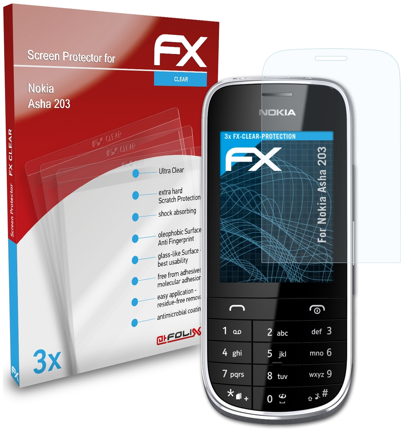 203) Displayschutz(für FX-Clear Asha 3x Nokia ATFOLIX