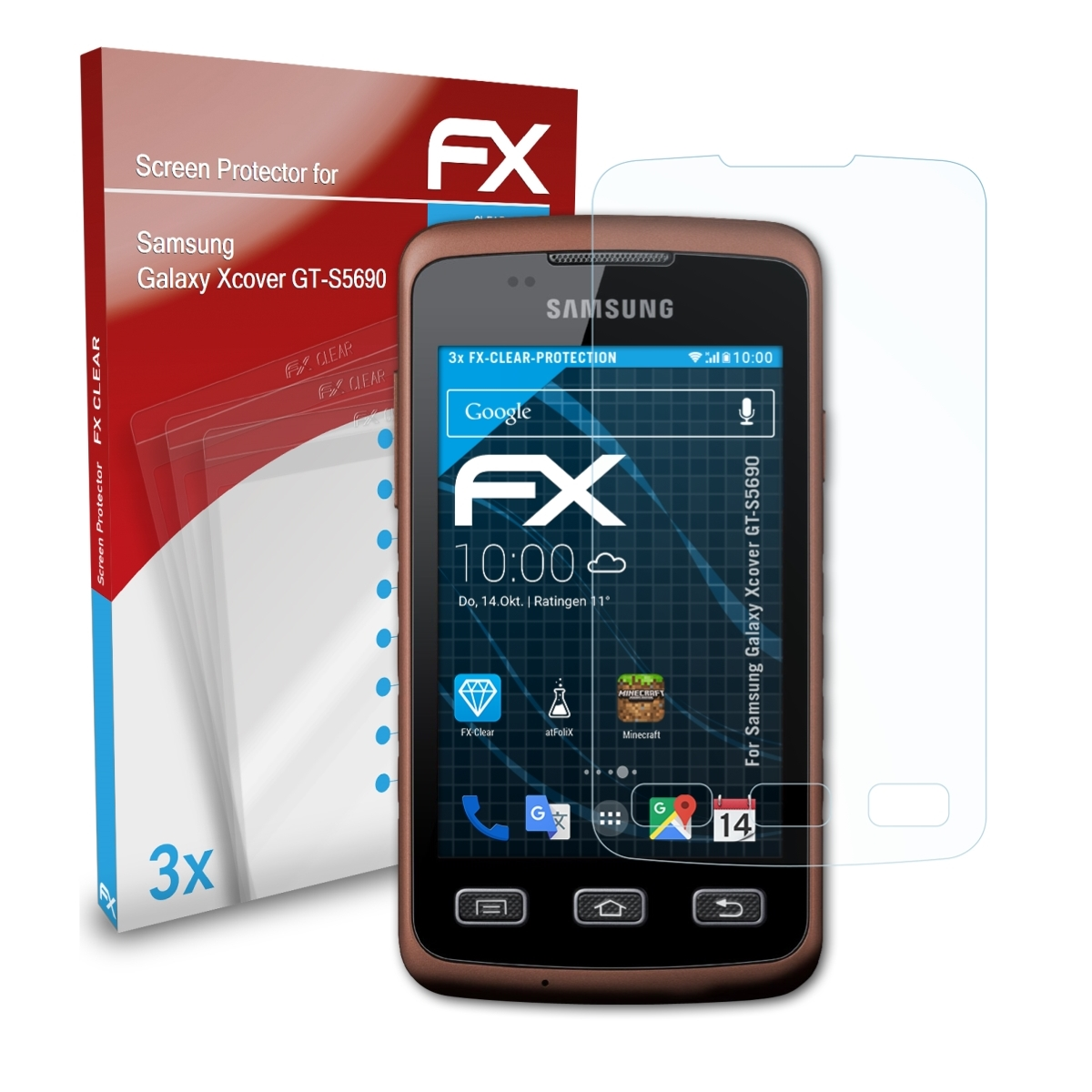 ATFOLIX 3x FX-Clear (GT-S5690)) Galaxy Samsung Xcover Displayschutz(für
