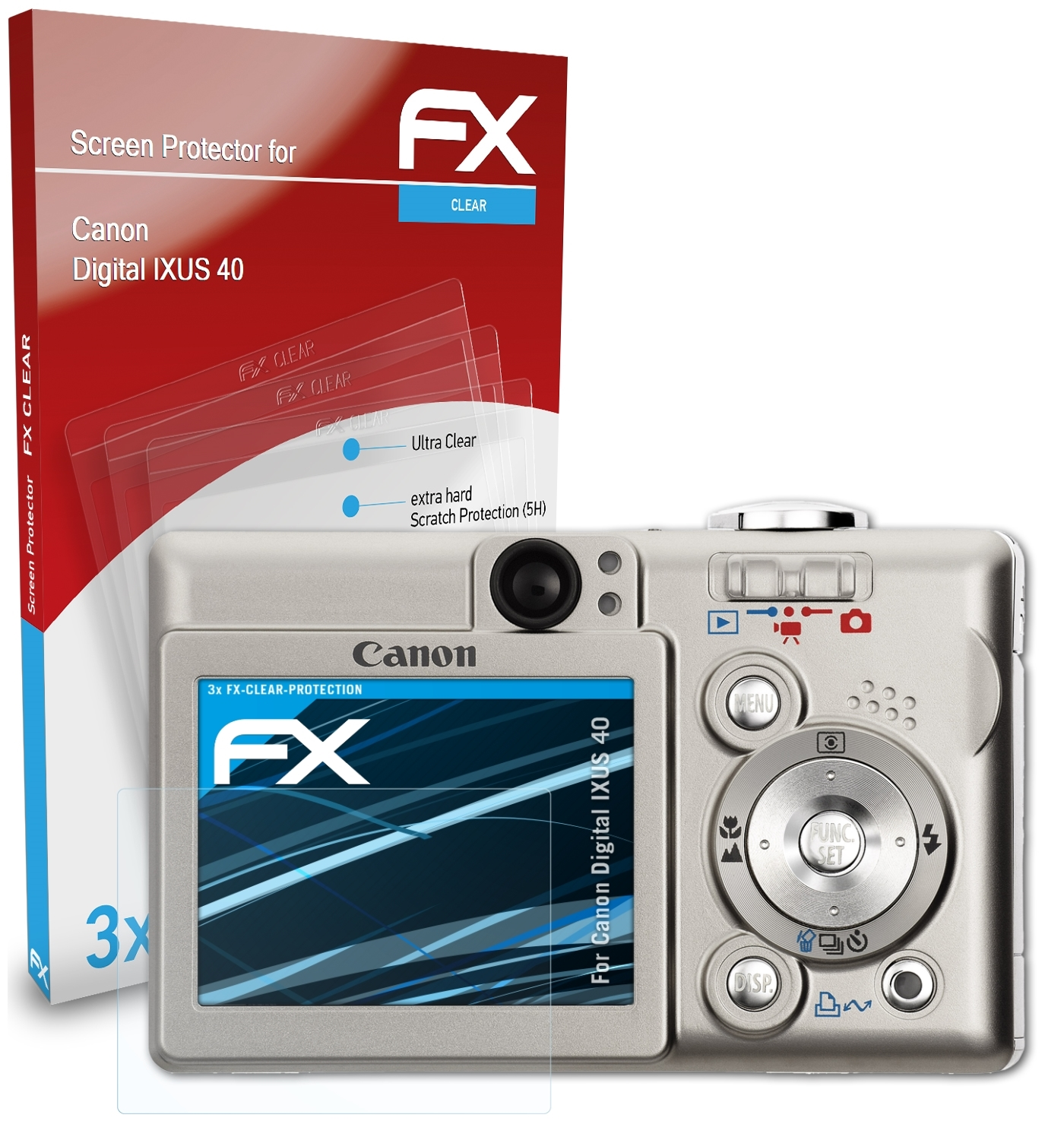 ATFOLIX 3x FX-Clear Displayschutz(für 40) Digital Canon IXUS