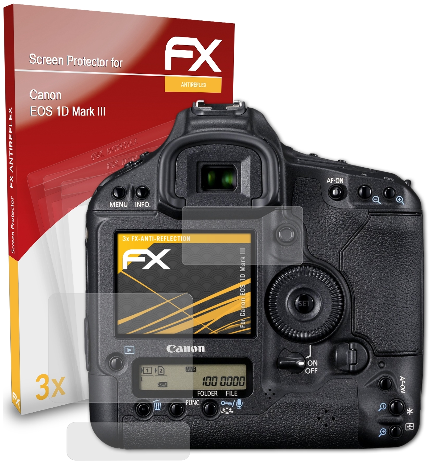 III) ATFOLIX FX-Antireflex Canon EOS Displayschutz(für 3x Mark 1D
