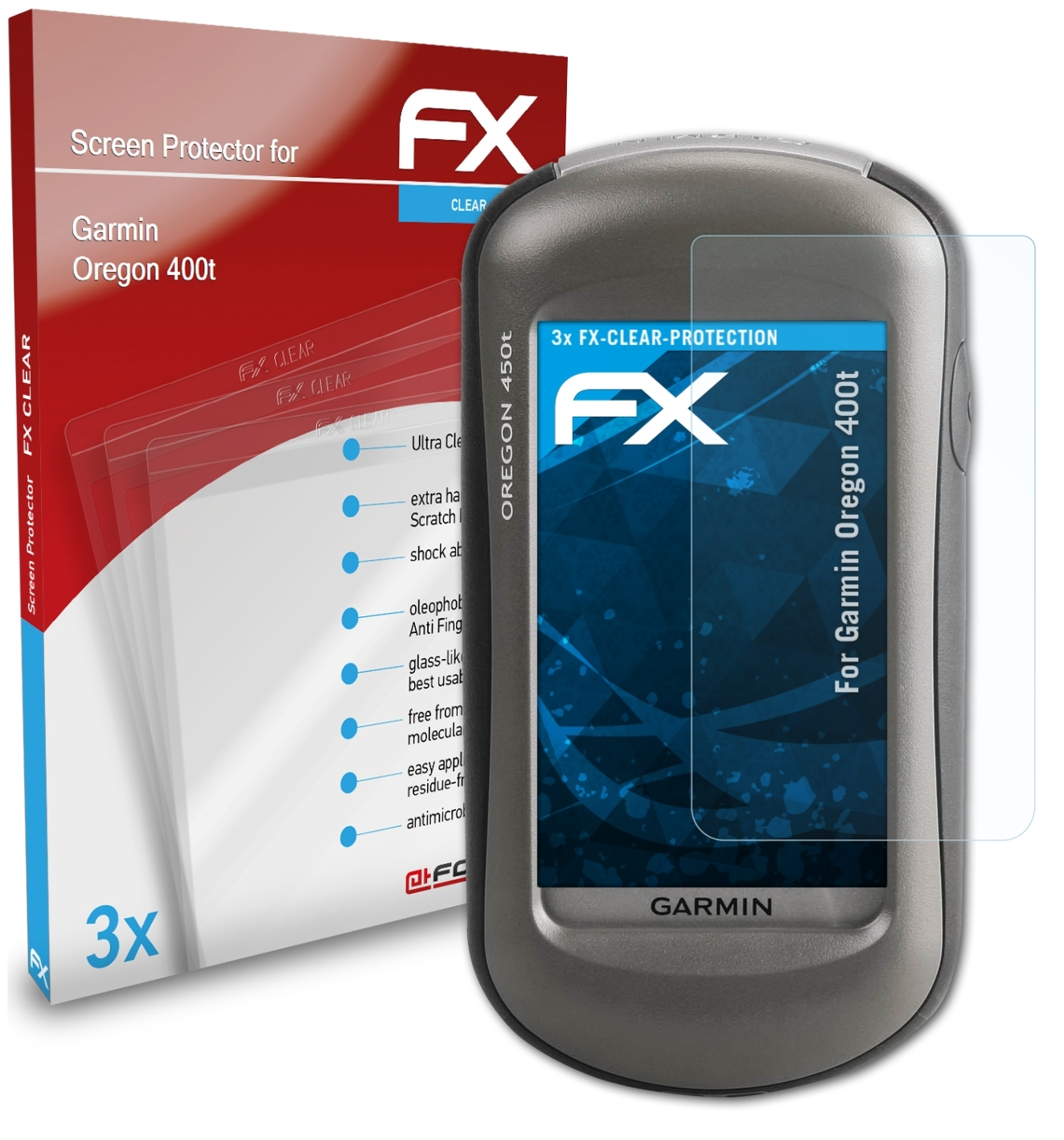 ATFOLIX 3x FX-Clear Displayschutz(für Garmin 400t) Oregon