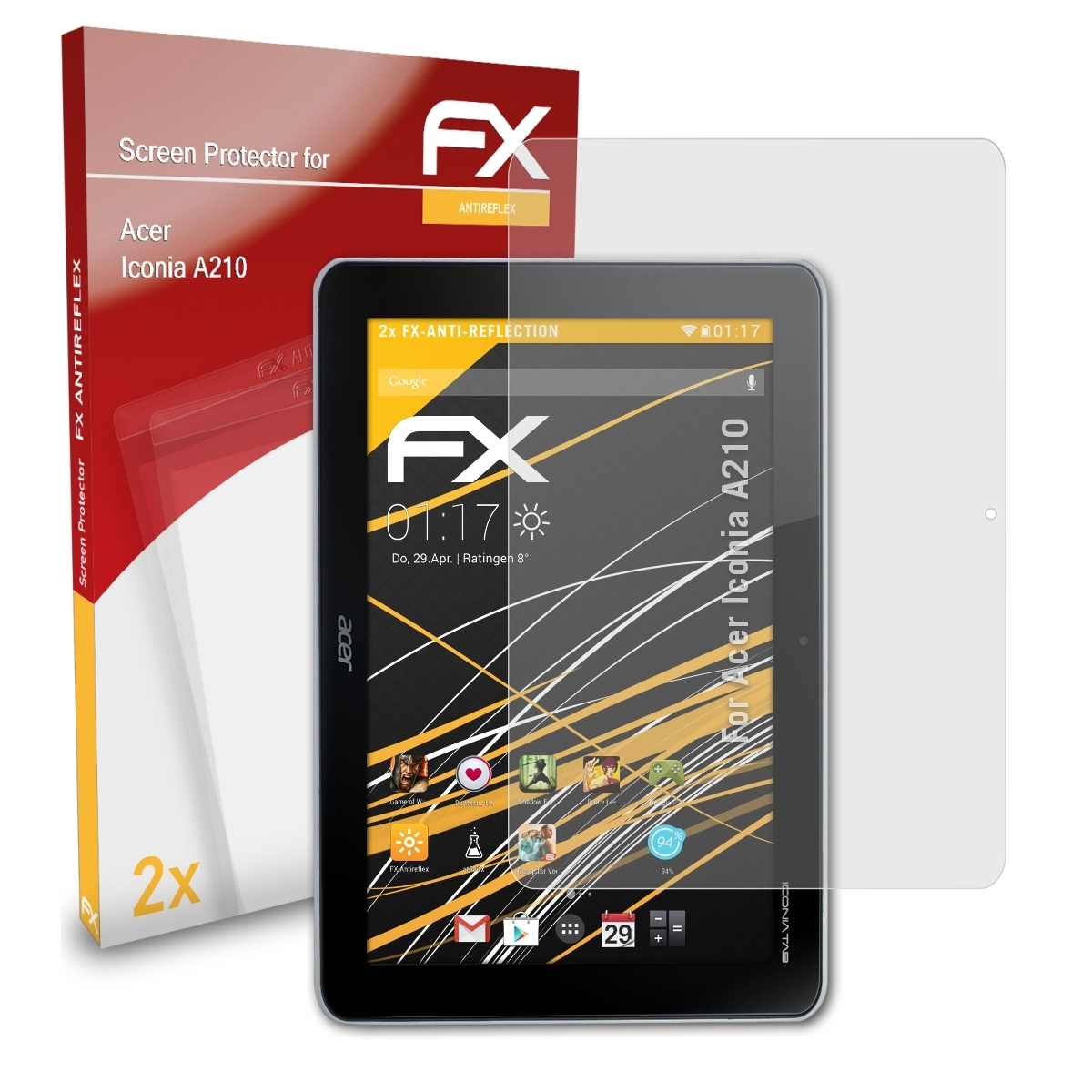 ATFOLIX 2x FX-Antireflex Displayschutz(für Acer A210) Iconia