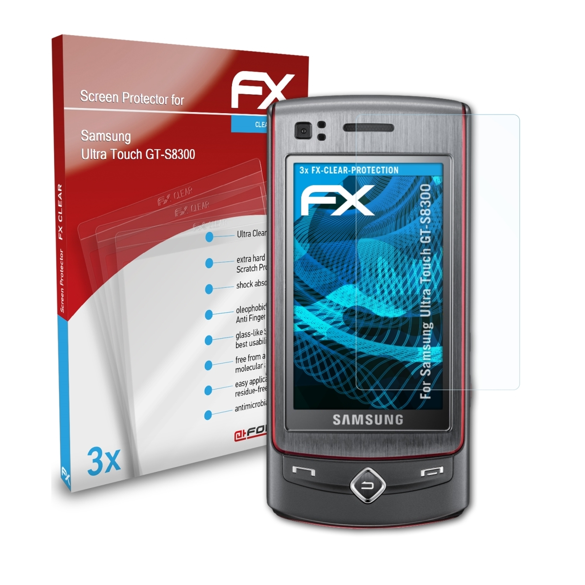 ATFOLIX 3x FX-Clear Displayschutz(für Samsung Touch Ultra (GT-S8300))