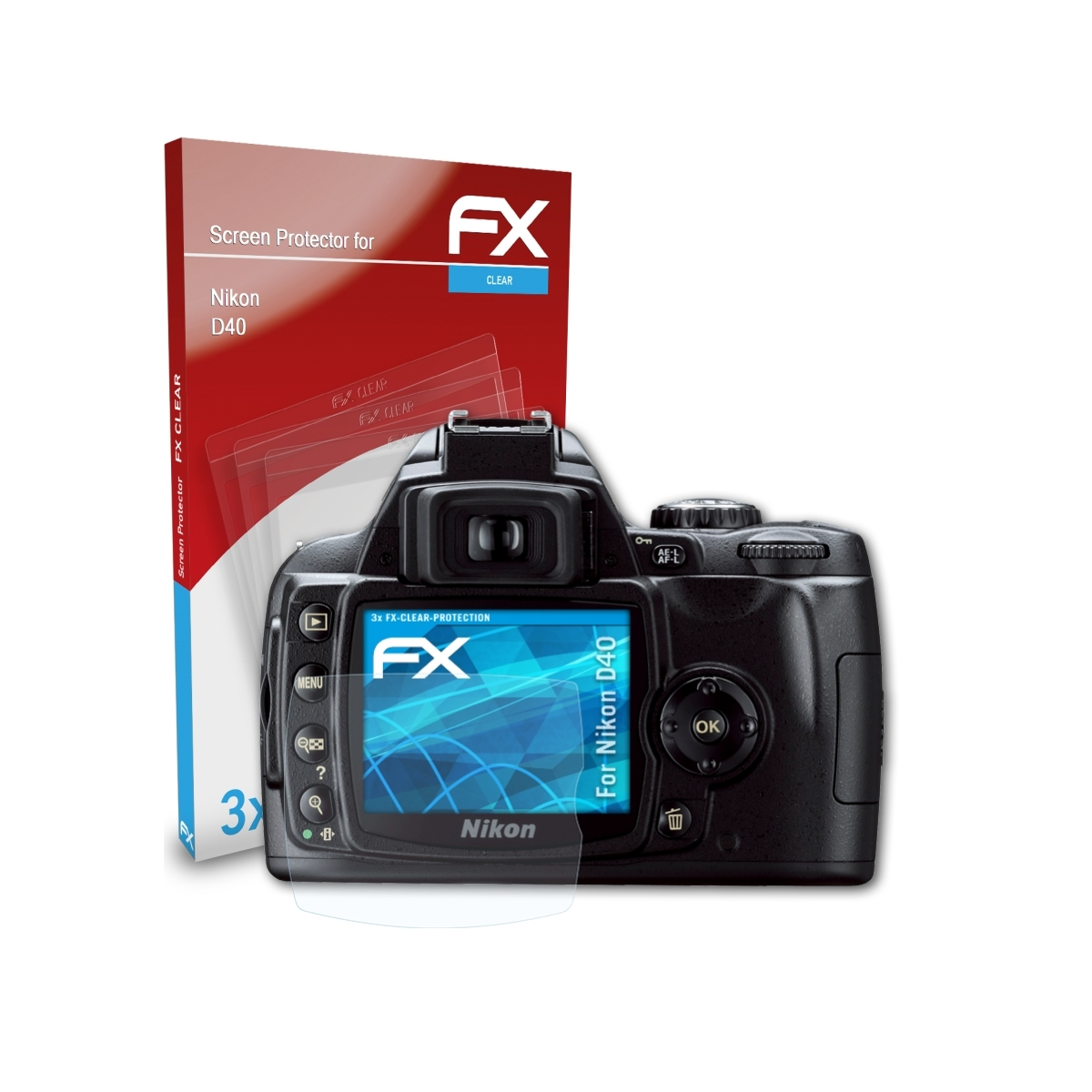 FX-Clear Nikon Displayschutz(für ATFOLIX D40) 3x