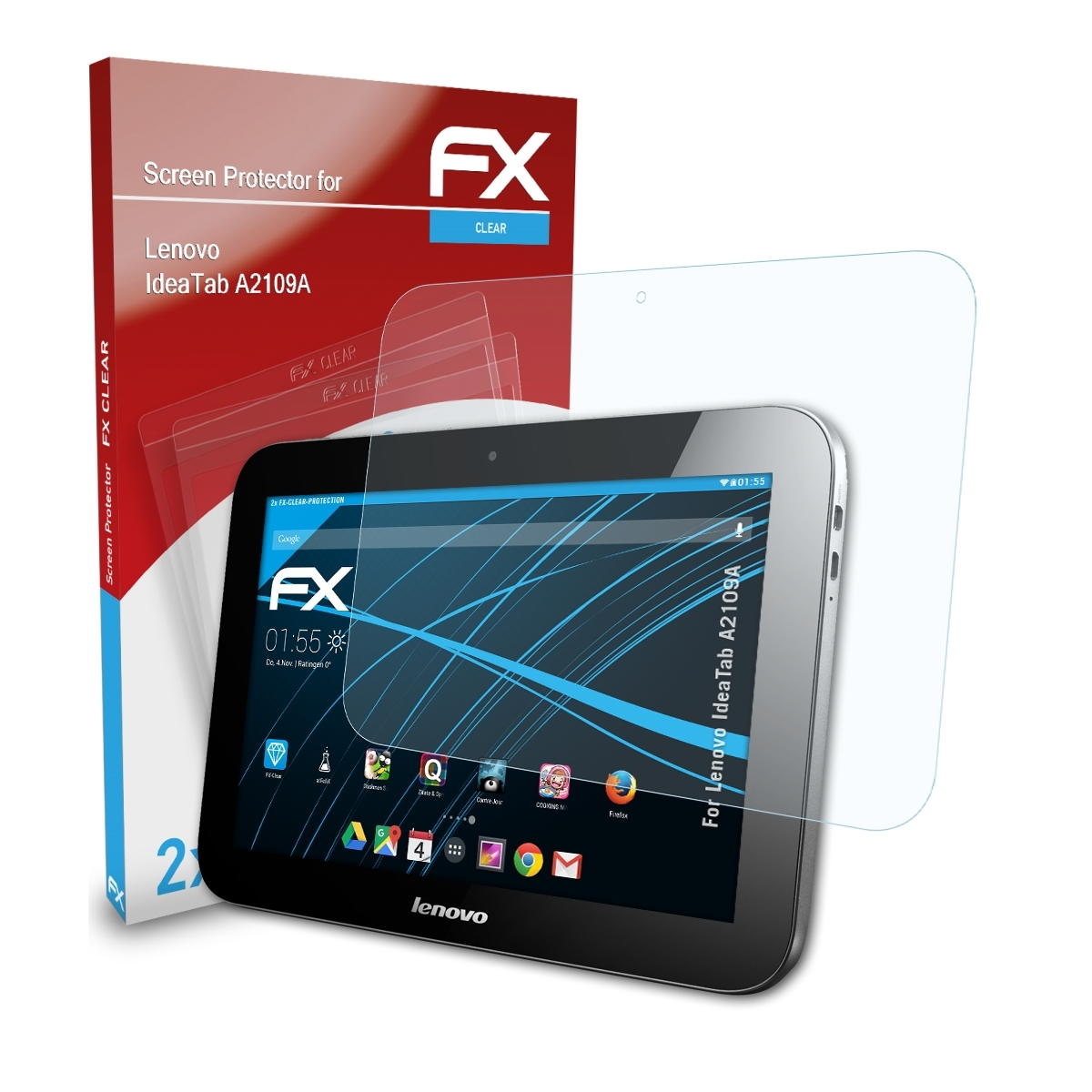 ATFOLIX 2x FX-Clear Displayschutz(für A2109A) Lenovo IdeaTab