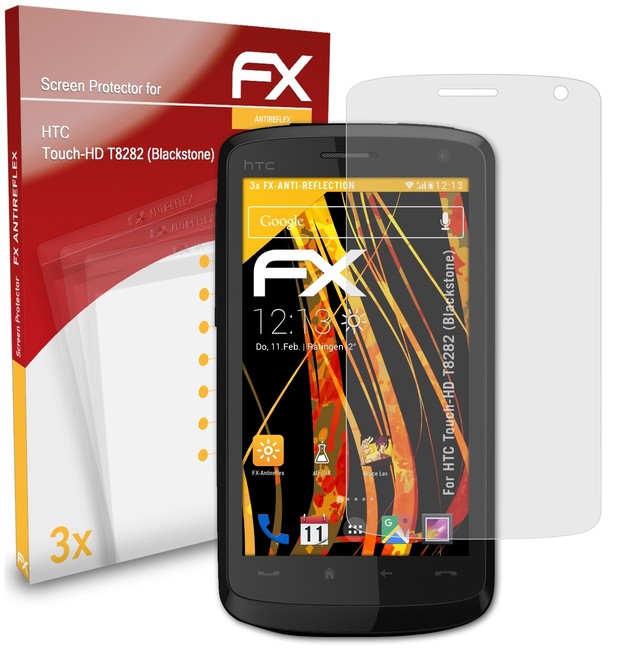 ATFOLIX 3x (Blackstone)) HTC T8282 Displayschutz(für Touch-HD FX-Antireflex