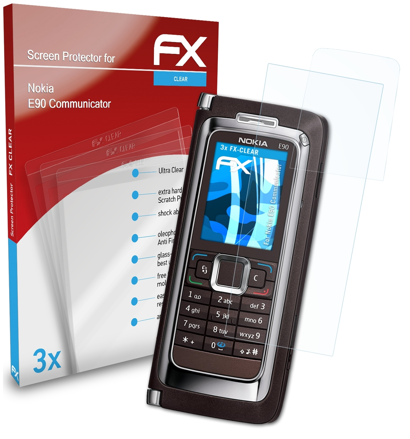 ATFOLIX 3x FX-Clear E90 Displayschutz(für Communicator) Nokia