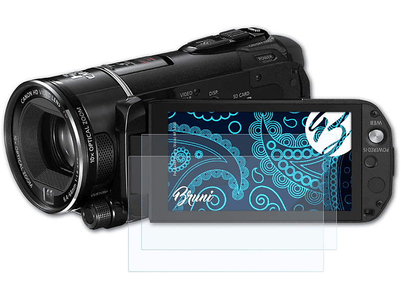 BRUNI 2x Basics-Clear Schutzfolie(für Canon Legria (Vixia) HF S200)