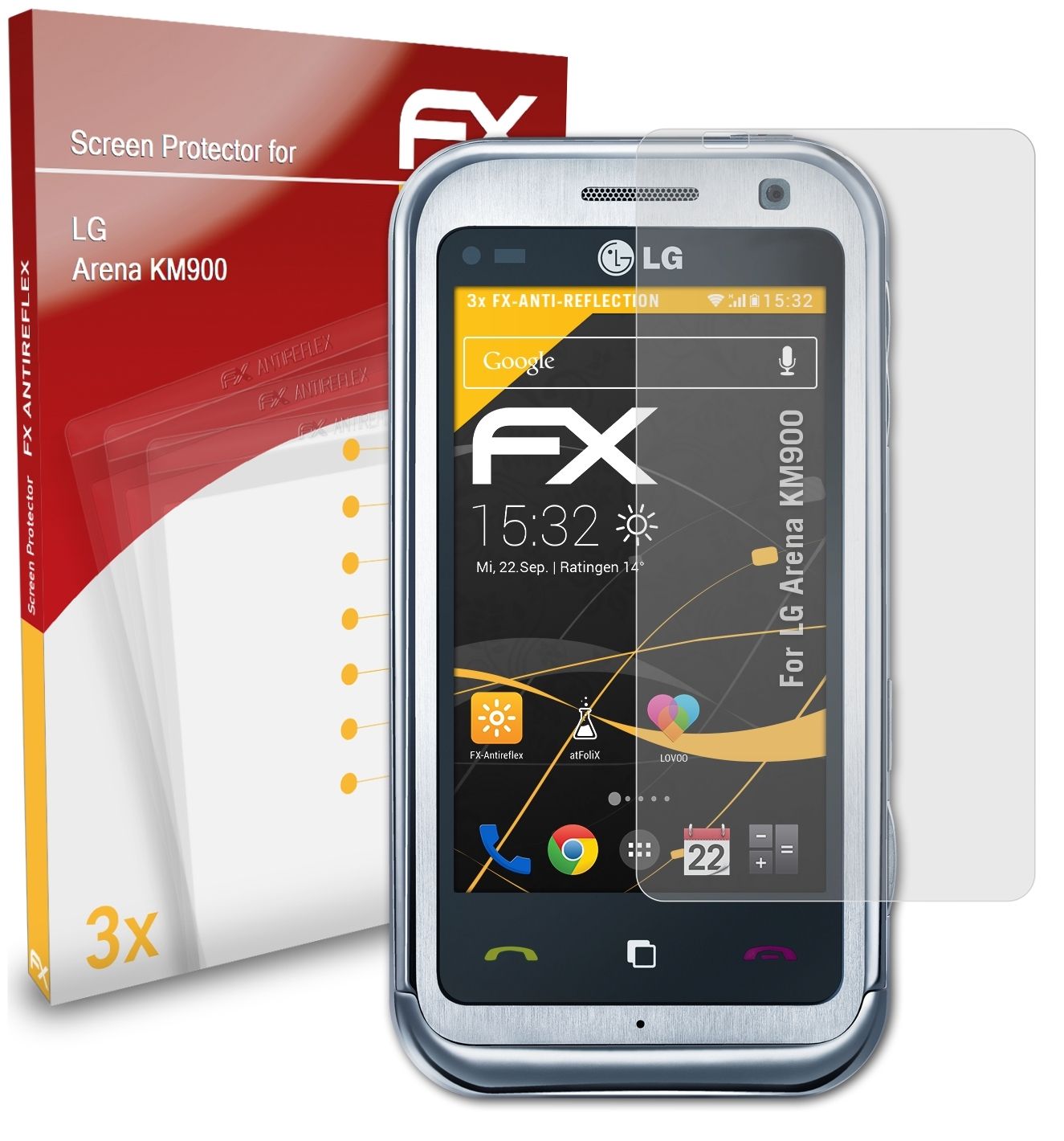 ATFOLIX 3x Displayschutz(für Arena FX-Antireflex (KM900)) LG