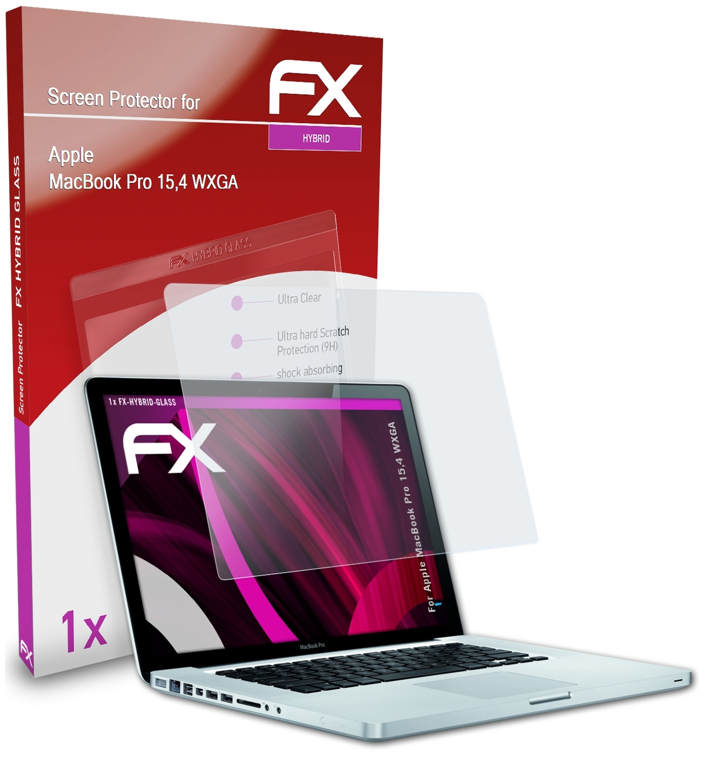 ATFOLIX FX-Hybrid-Glass Schutzglas(für Apple MacBook WXGA) 15,4 Pro