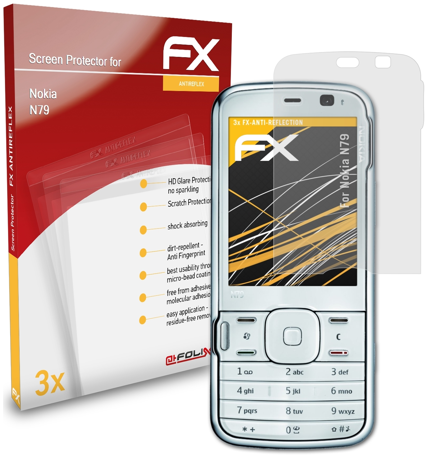 ATFOLIX Nokia FX-Antireflex N79) Displayschutz(für 3x