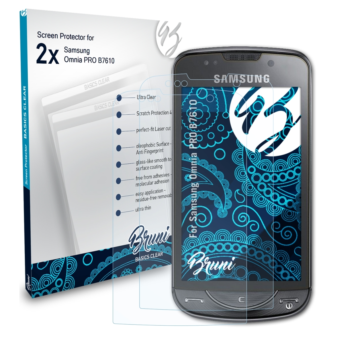 PRO Schutzfolie(für Omnia B7610) BRUNI Basics-Clear Samsung 2x