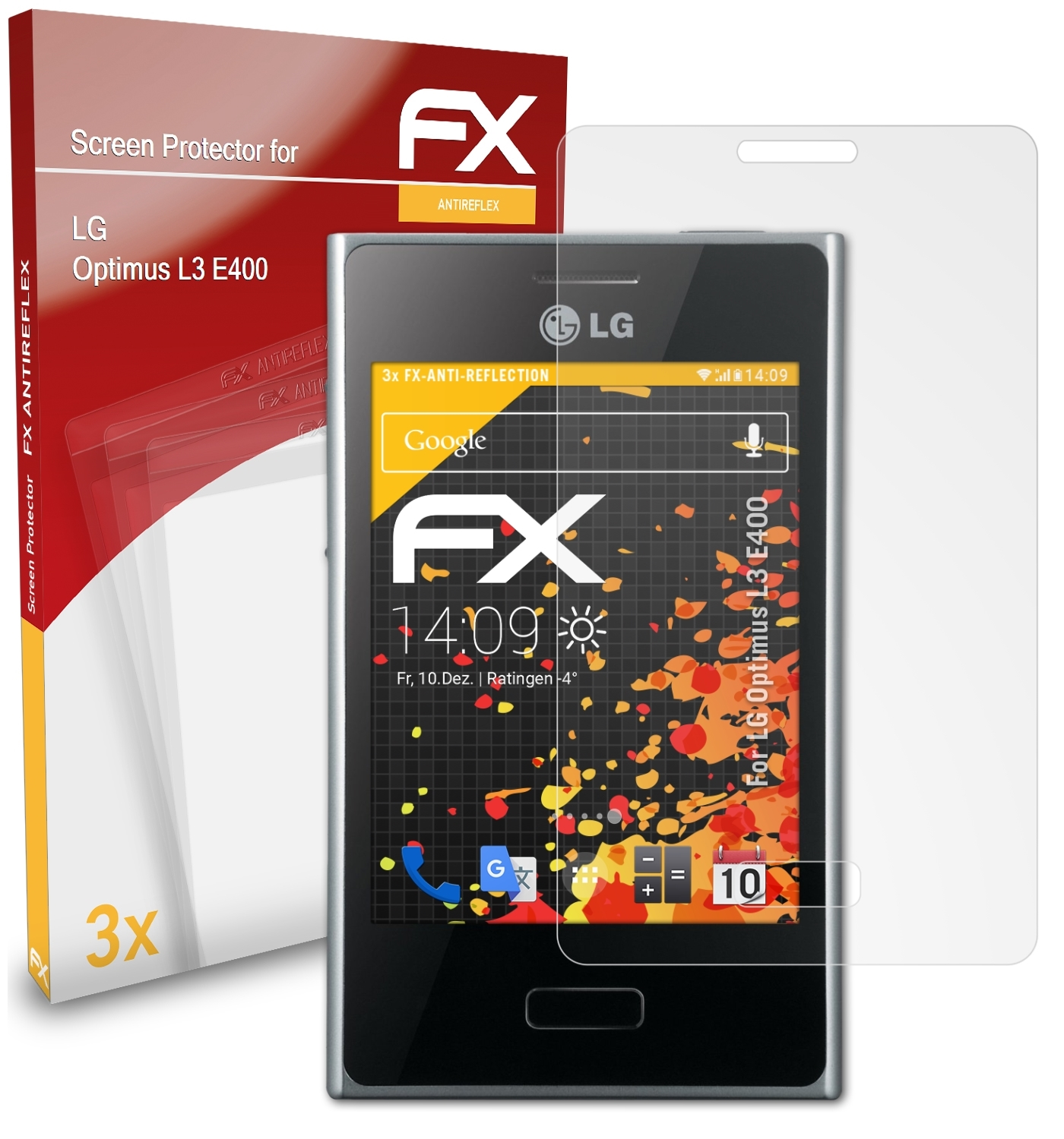 ATFOLIX 3x LG L3 FX-Antireflex Optimus Displayschutz(für (E400))