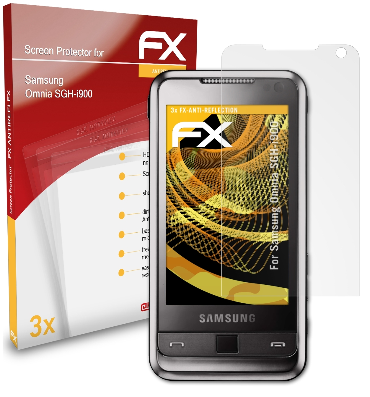 3x Samsung FX-Antireflex Omnia ATFOLIX Displayschutz(für (SGH-i900))