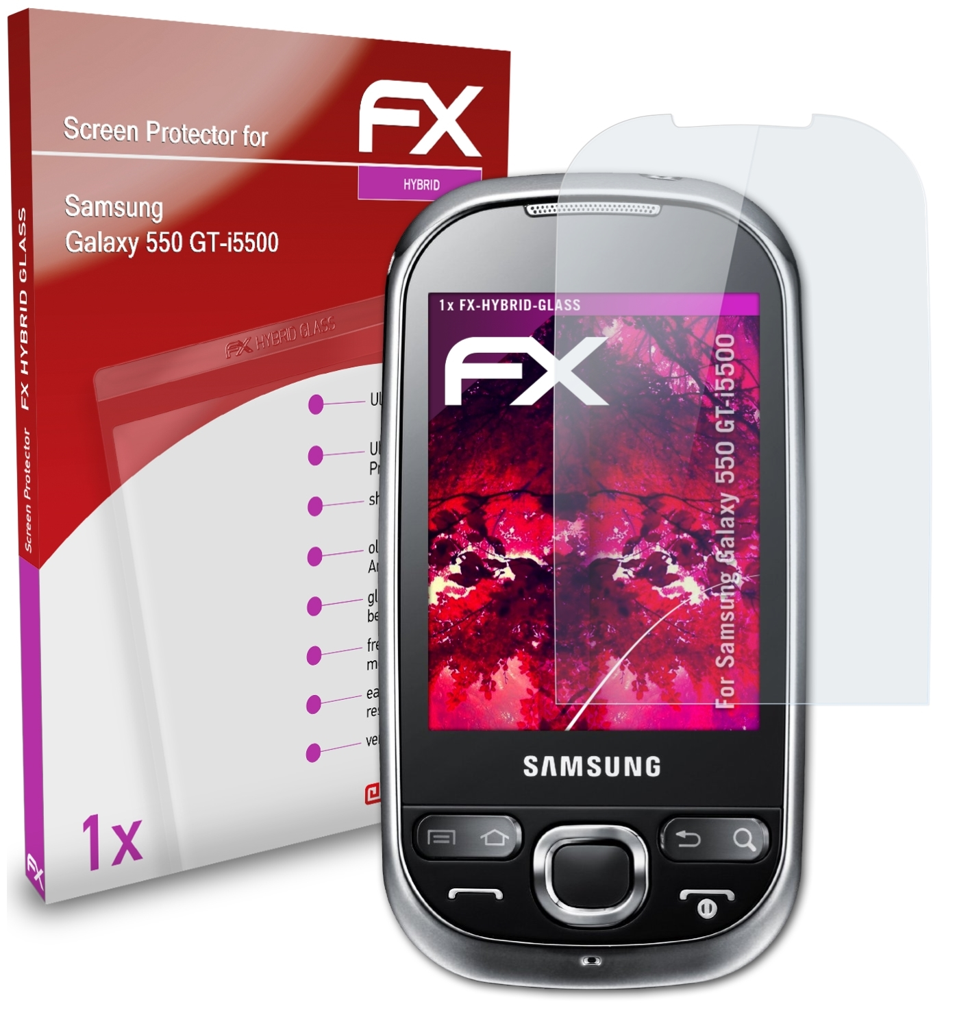 550 Samsung (GT-i5500)) Galaxy Schutzglas(für FX-Hybrid-Glass ATFOLIX