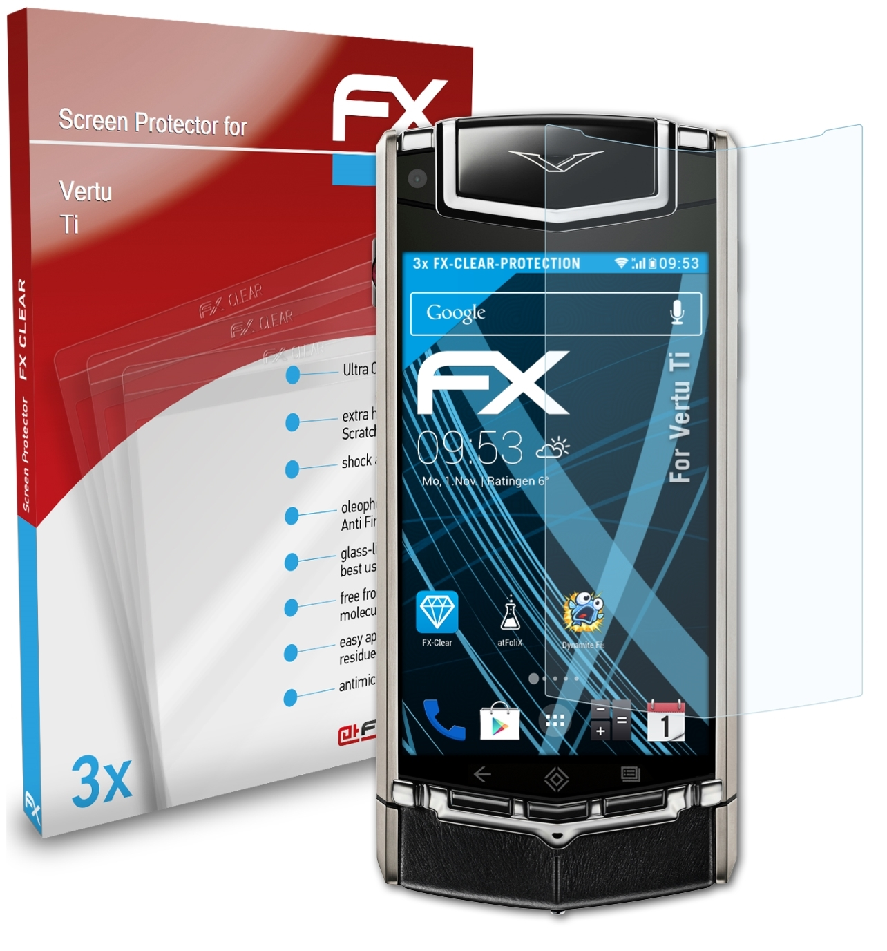Vertu 3x FX-Clear Displayschutz(für ATFOLIX Ti)