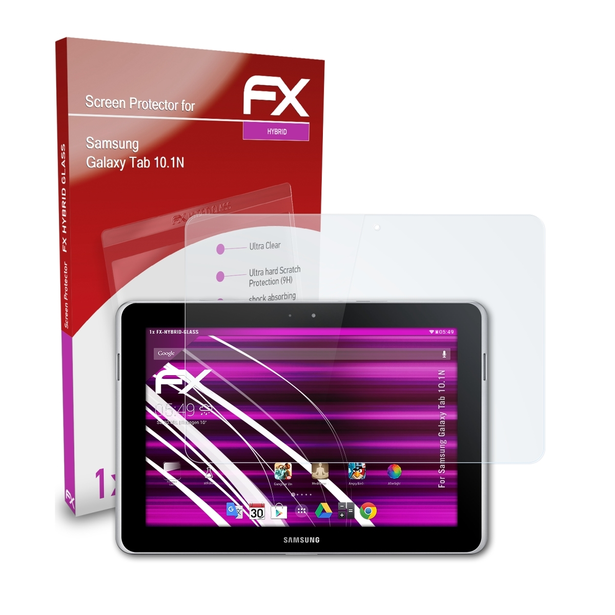 ATFOLIX FX-Hybrid-Glass Schutzglas(für Samsung Galaxy 10.1N) Tab