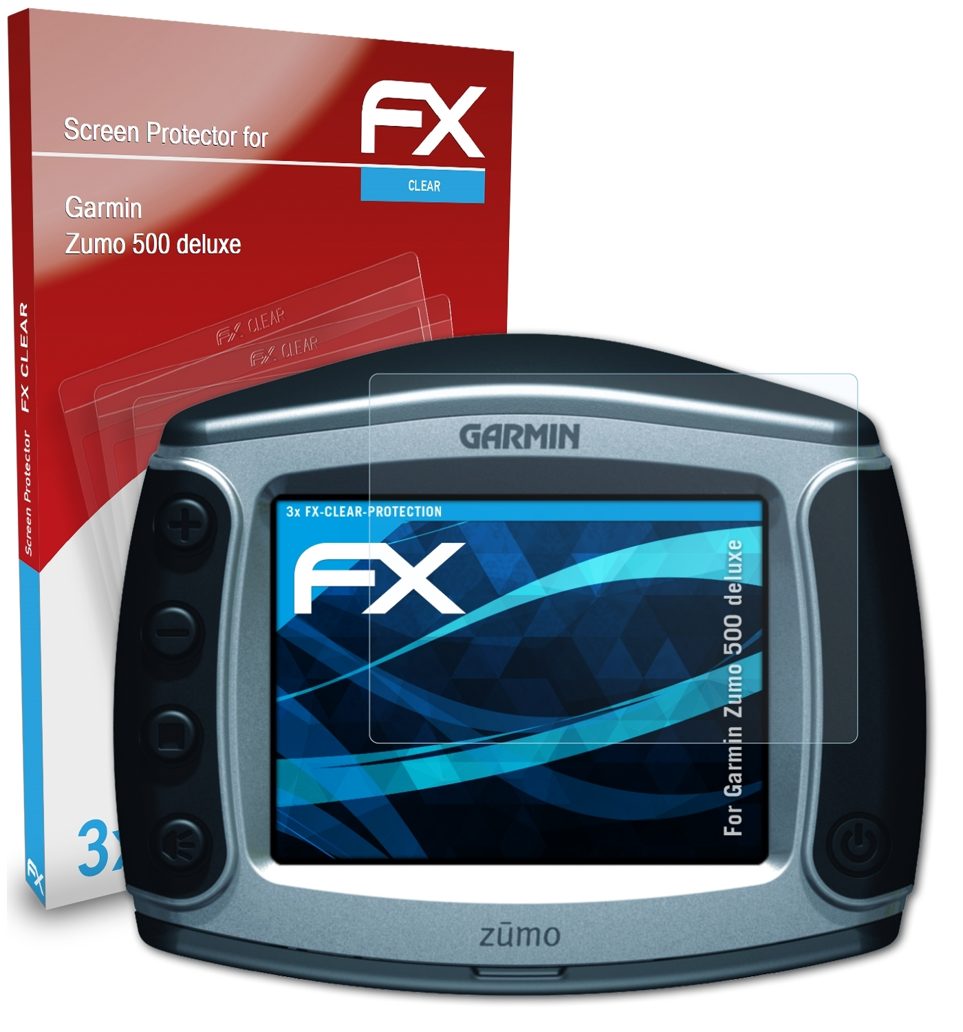ATFOLIX 3x FX-Clear Displayschutz(für Garmin deluxe) Zumo 500