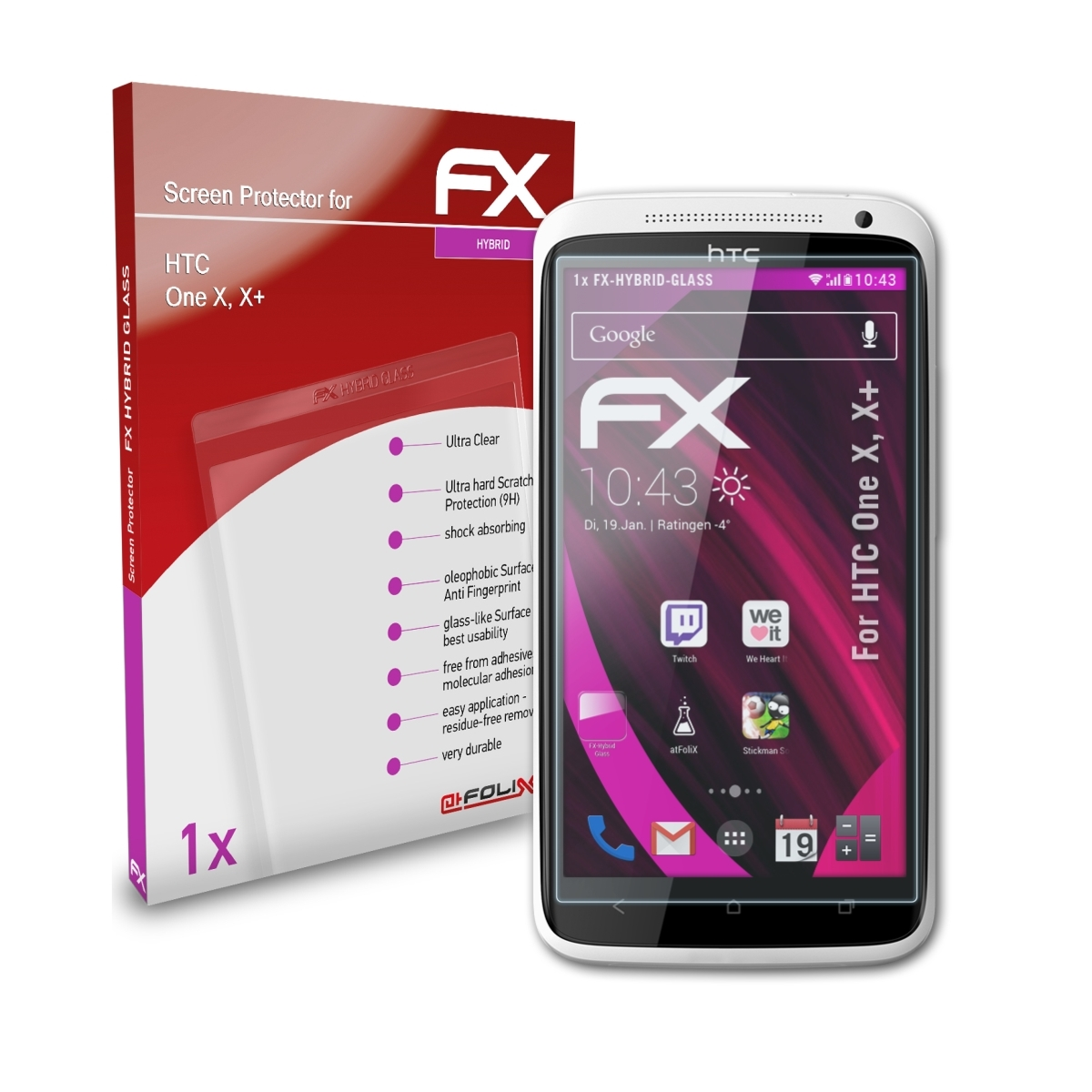 X, FX-Hybrid-Glass Schutzglas(für HTC X+) ATFOLIX One