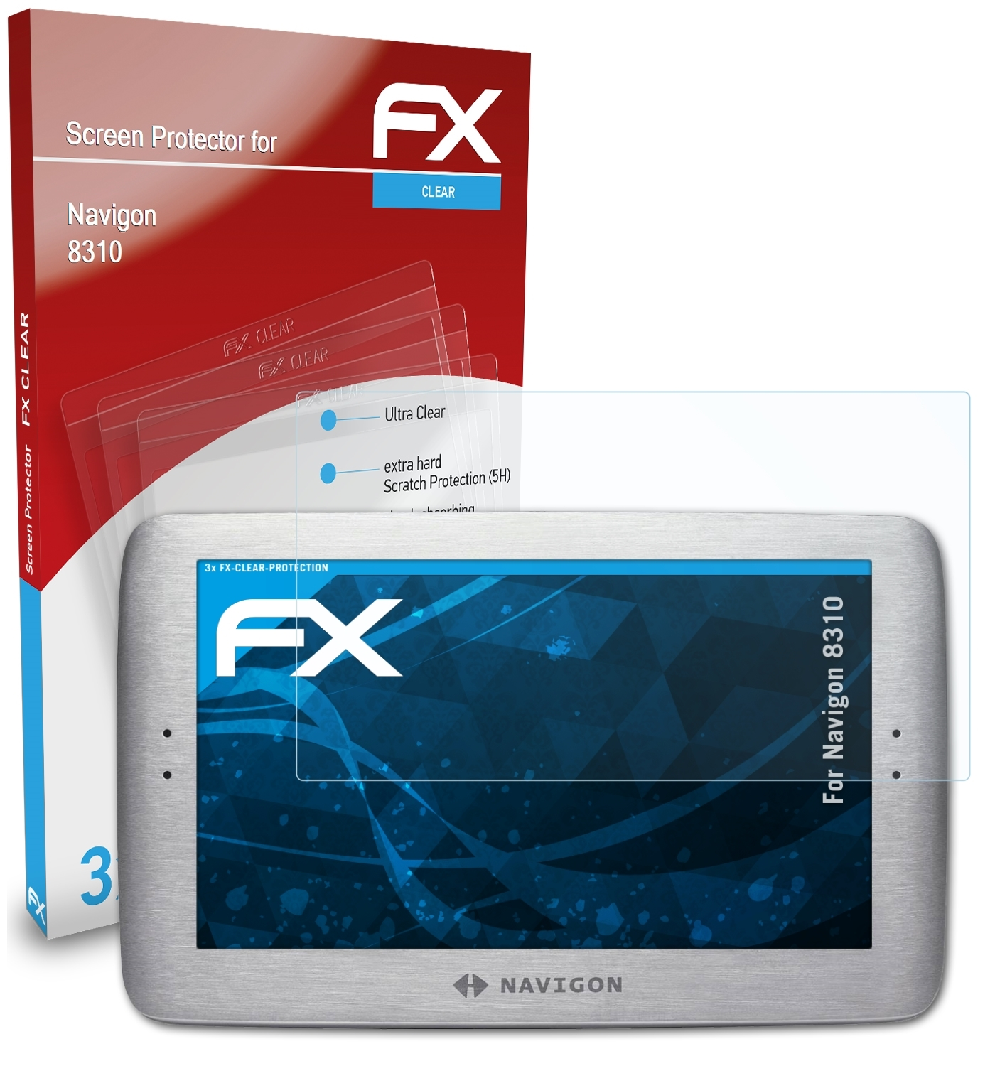 Navigon ATFOLIX 8310) FX-Clear Displayschutz(für 3x