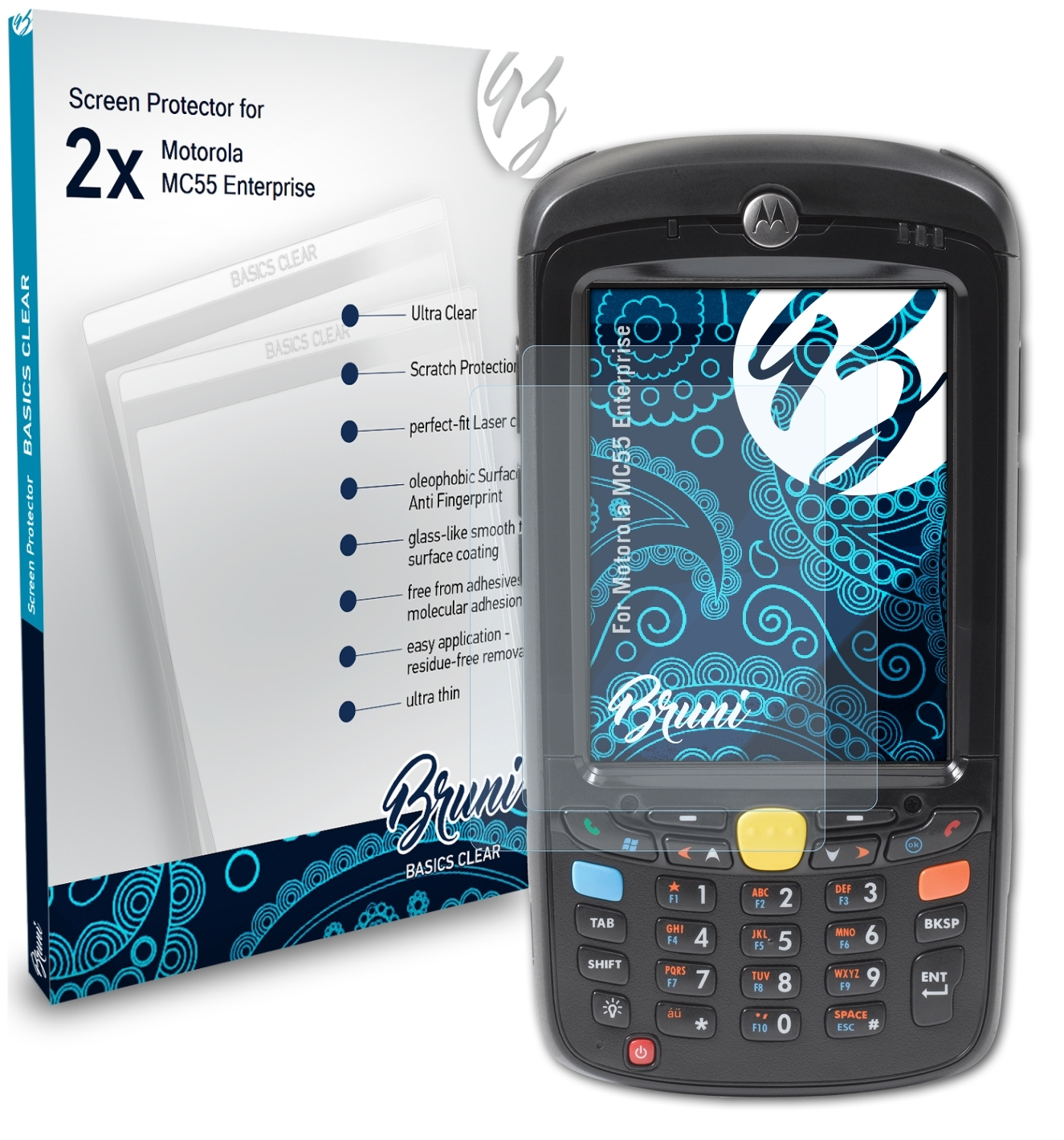 BRUNI 2x Basics-Clear Schutzfolie(für Enterprise) MC55 Motorola