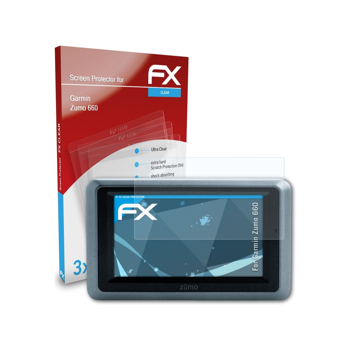 ATFOLIX 3x FX-Clear 660) Garmin Zumo Displayschutz(für