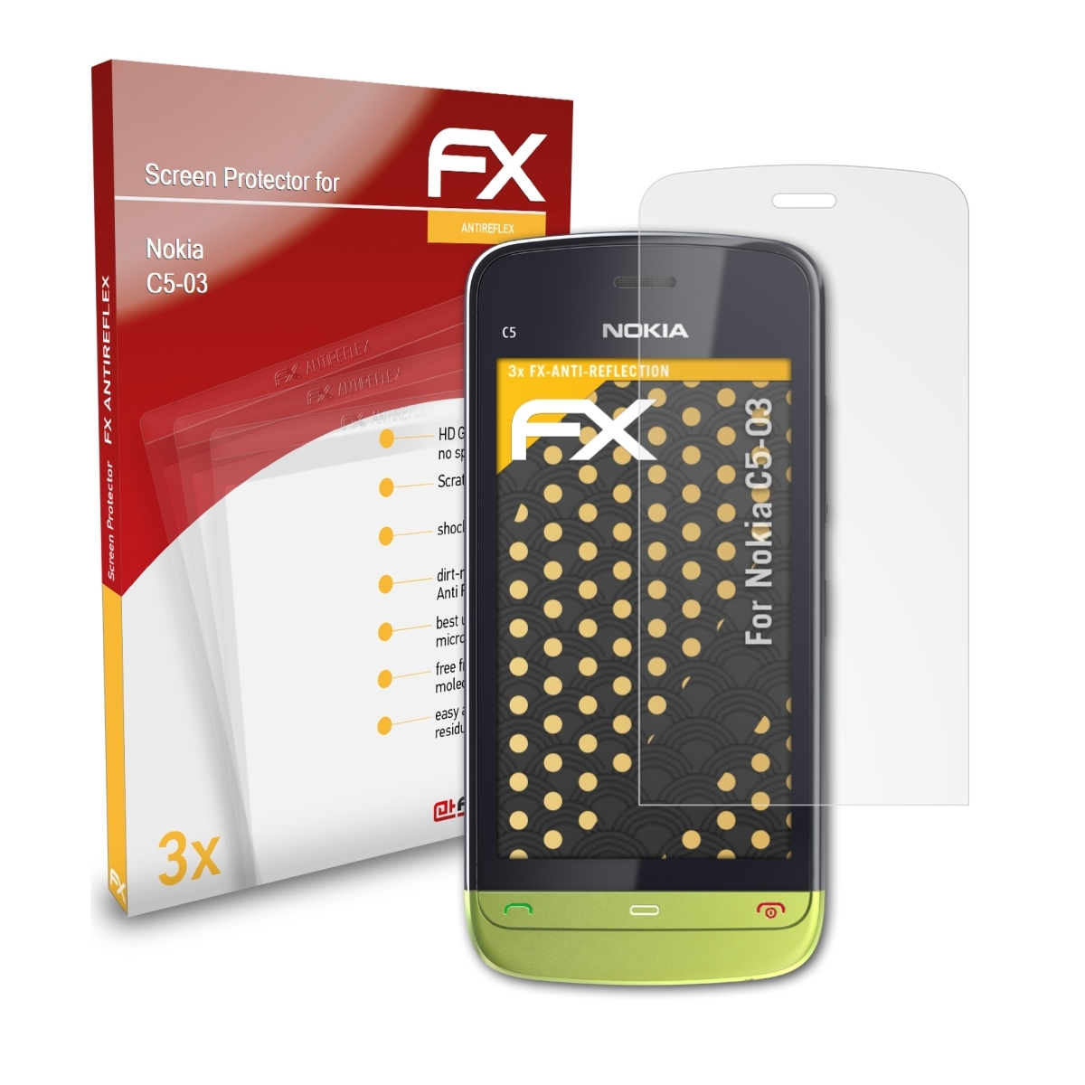 ATFOLIX 3x FX-Antireflex Nokia C5-03) Displayschutz(für