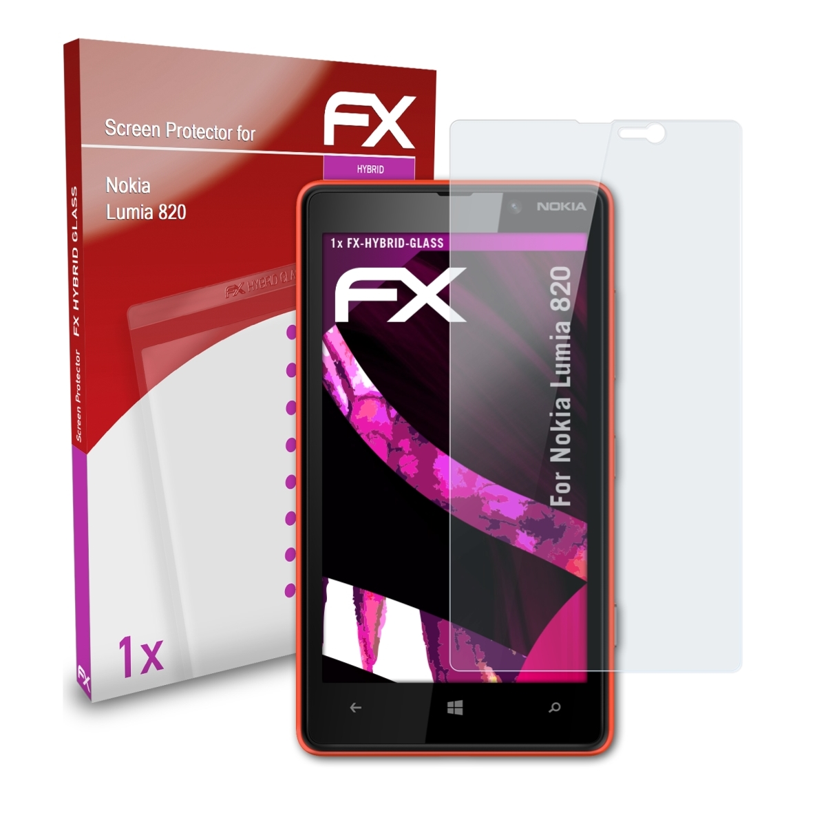 Lumia 820) FX-Hybrid-Glass ATFOLIX Schutzglas(für Nokia