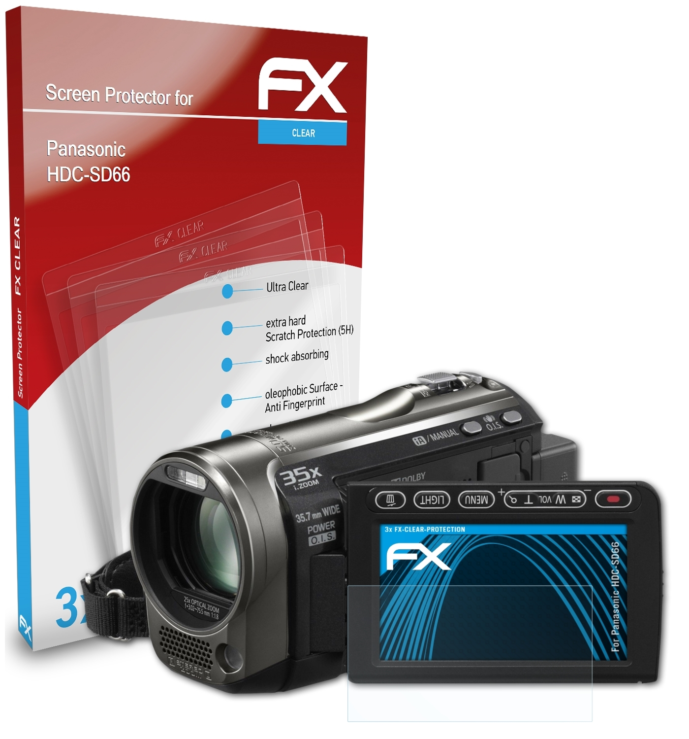 ATFOLIX 3x HDC-SD66) Panasonic FX-Clear Displayschutz(für