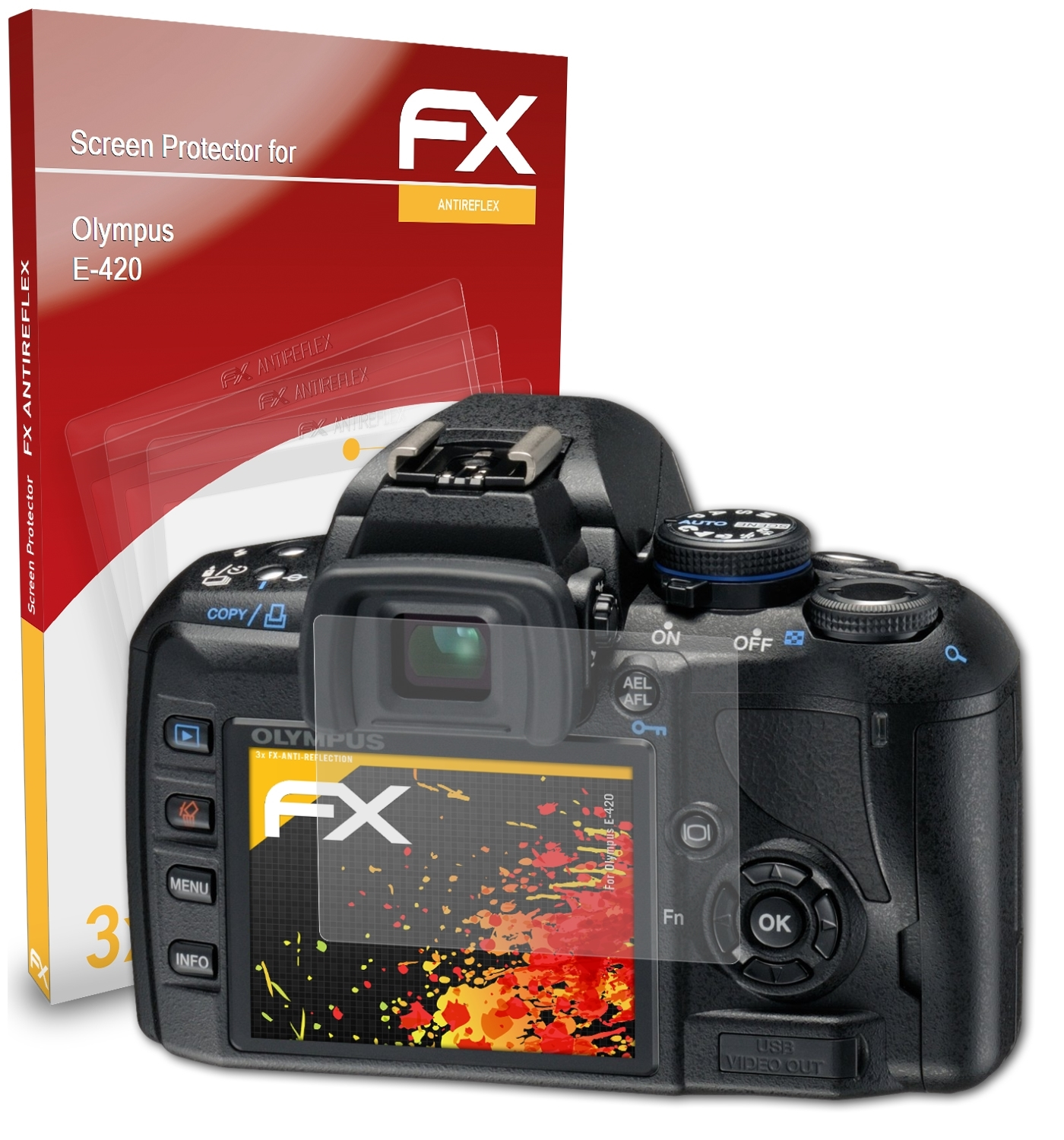 Olympus FX-Antireflex E-420) 3x Displayschutz(für ATFOLIX