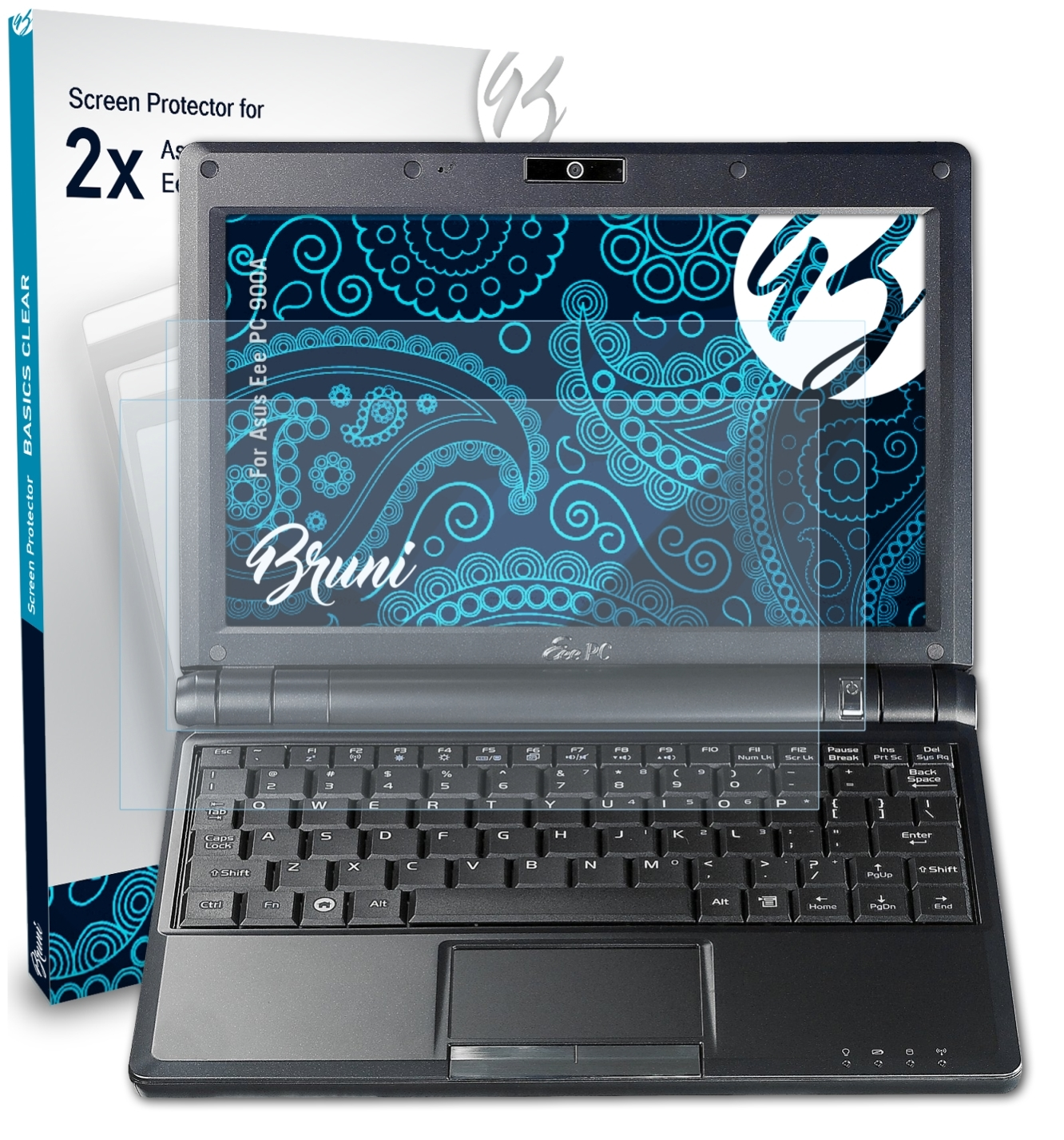 BRUNI 2x Basics-Clear Schutzfolie(für Asus PC Eee 900A)