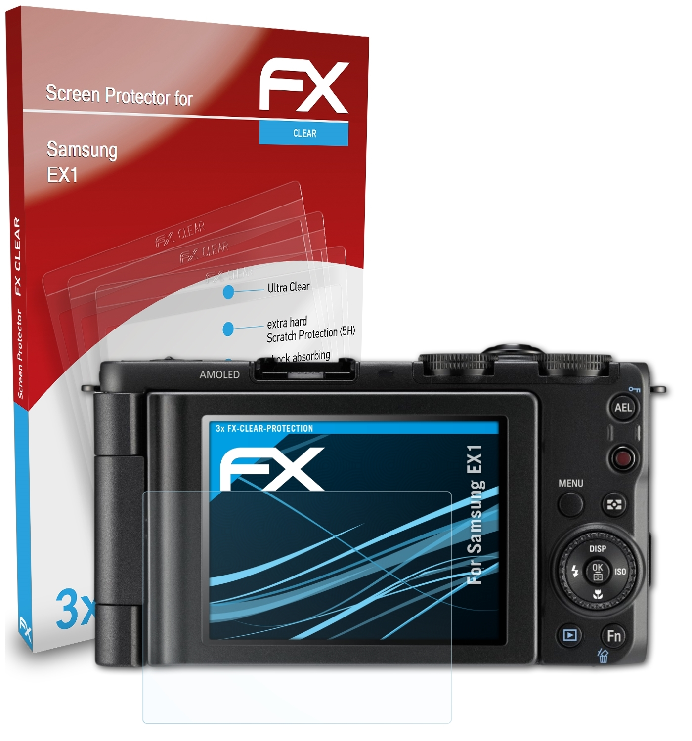 ATFOLIX 3x Displayschutz(für FX-Clear Samsung EX1)
