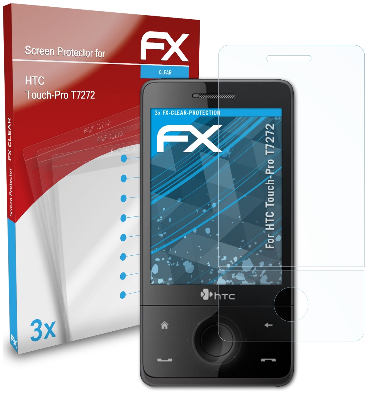 HTC Displayschutz(für Touch-Pro FX-Clear ATFOLIX T7272) 3x