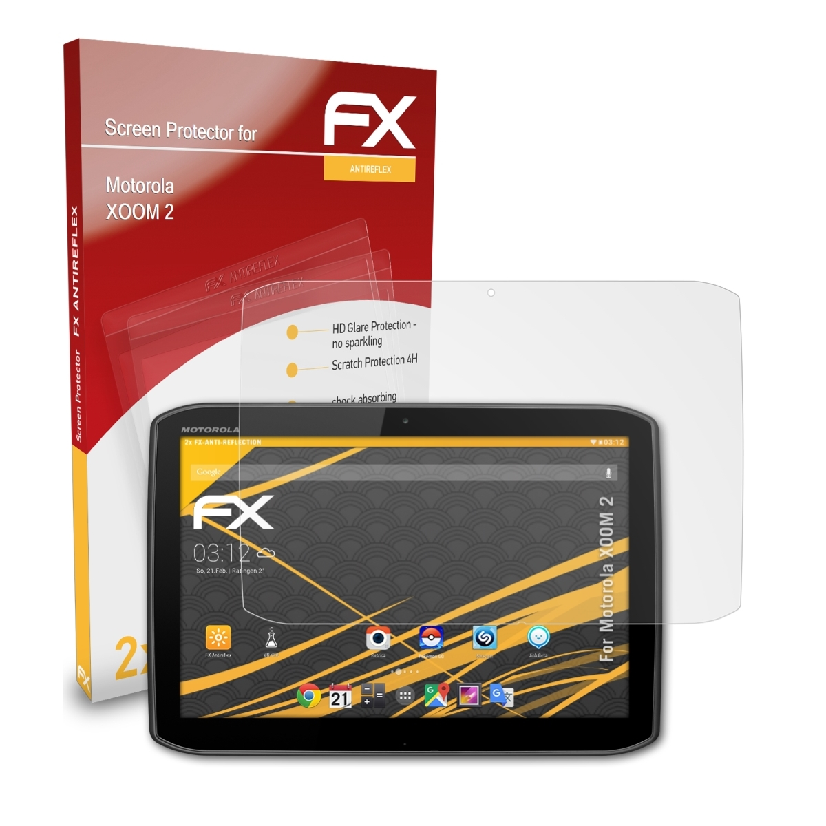 ATFOLIX 2x FX-Antireflex Motorola XOOM Displayschutz(für 2)