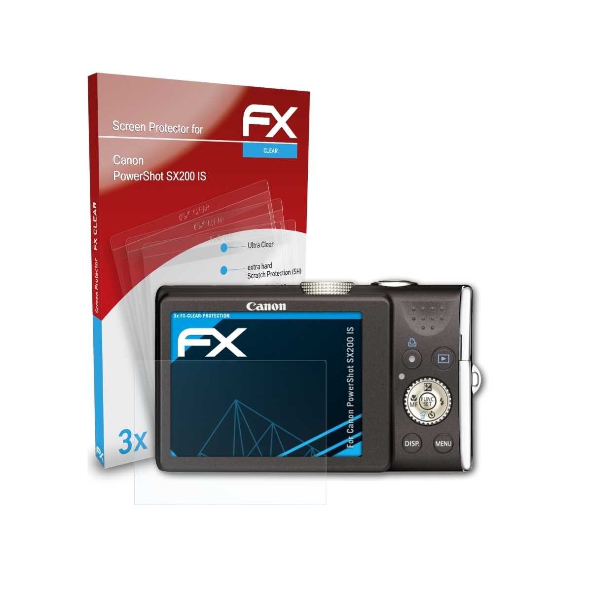 ATFOLIX 3x FX-Clear Displayschutz(für IS) PowerShot Canon SX200