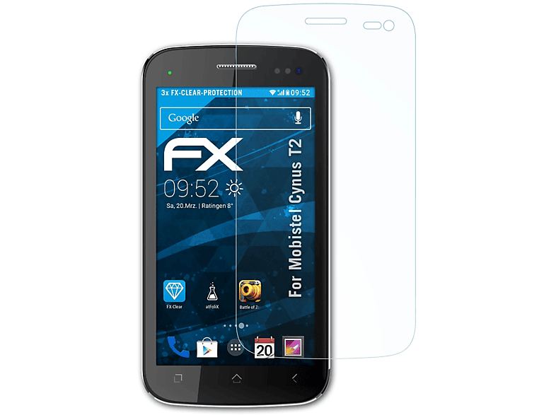 ATFOLIX 3x FX-Clear Displayschutz(für Mobistel Cynus T2)