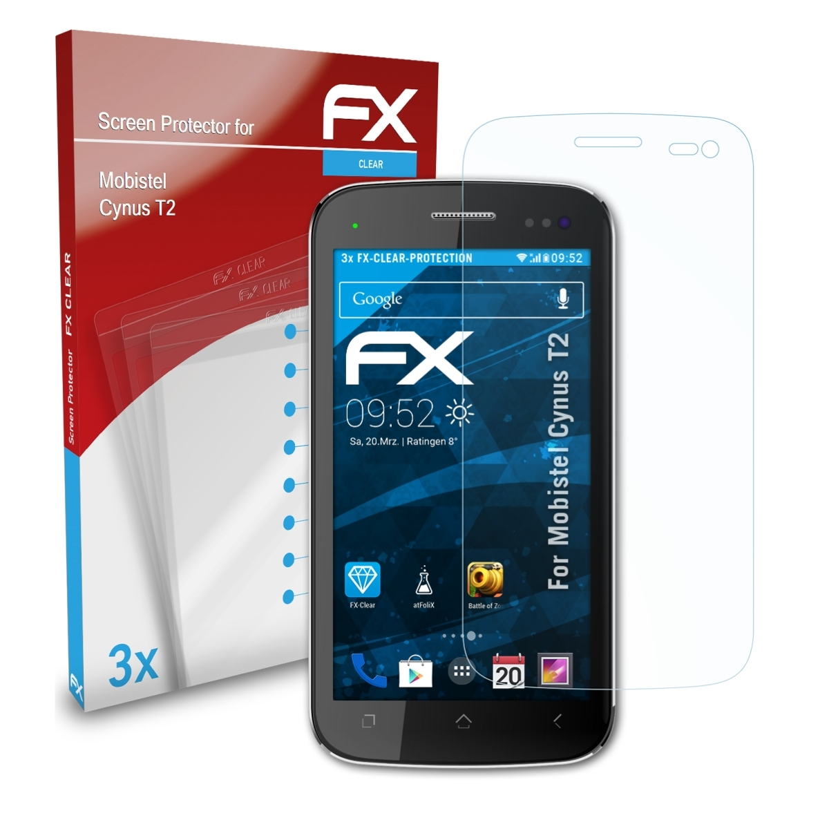 3x Cynus FX-Clear Mobistel ATFOLIX Displayschutz(für T2)
