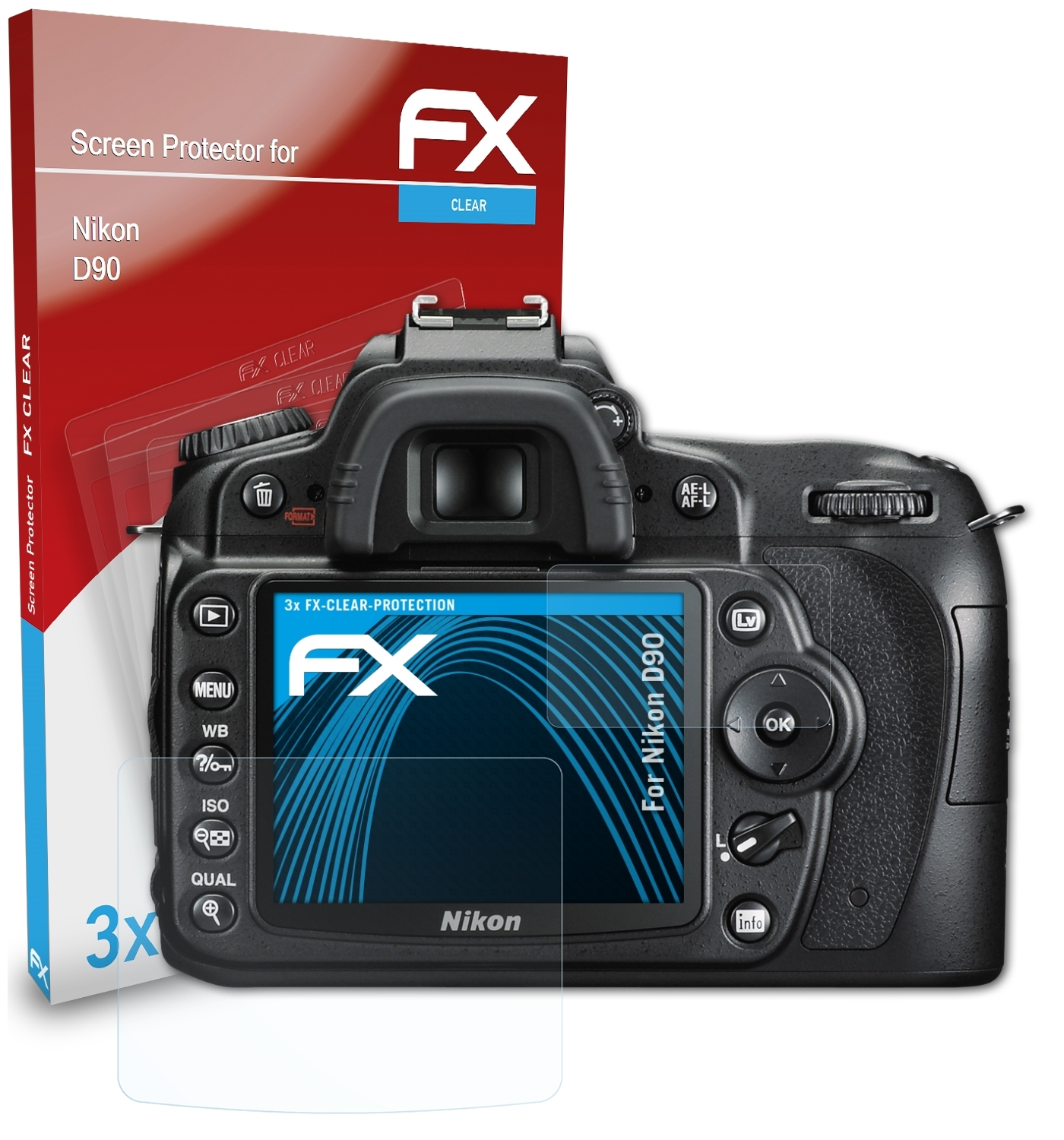 Nikon FX-Clear D90) ATFOLIX 3x Displayschutz(für