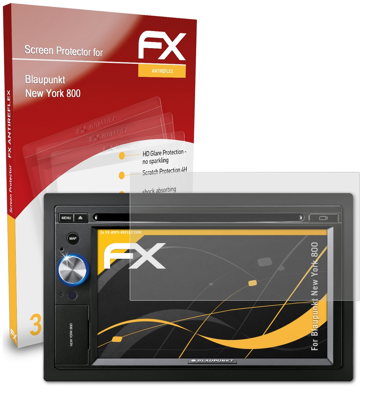 New Blaupunkt York 800) ATFOLIX 3x Displayschutz(für FX-Antireflex