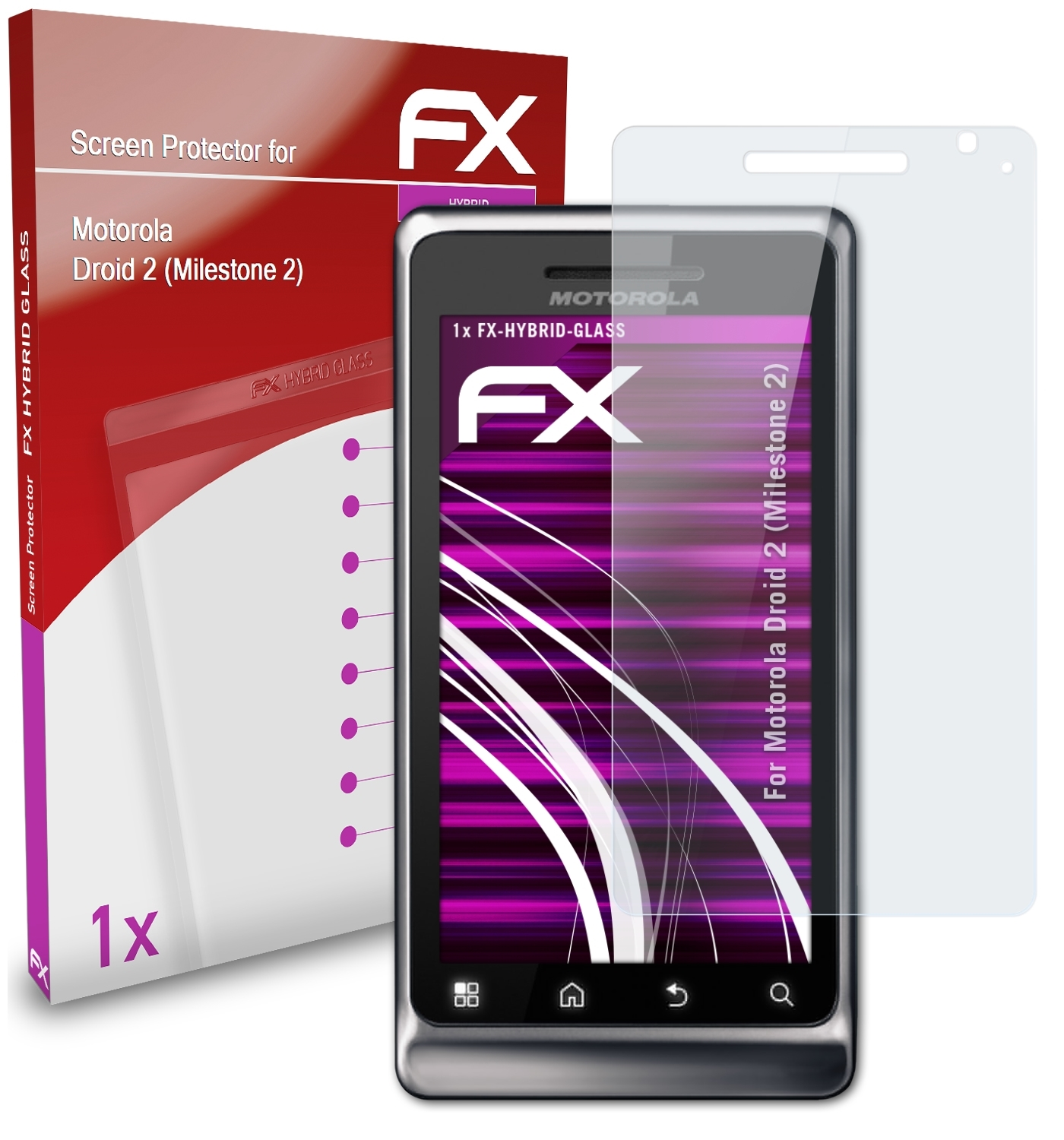 ATFOLIX FX-Hybrid-Glass 2 2)) (Milestone Droid Schutzglas(für Motorola