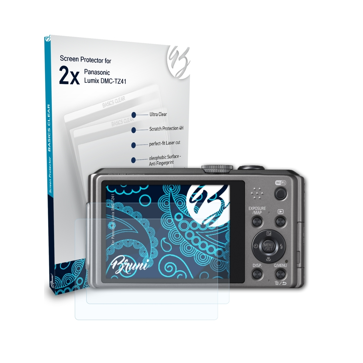 Basics-Clear BRUNI Lumix Panasonic 2x Schutzfolie(für DMC-TZ41)