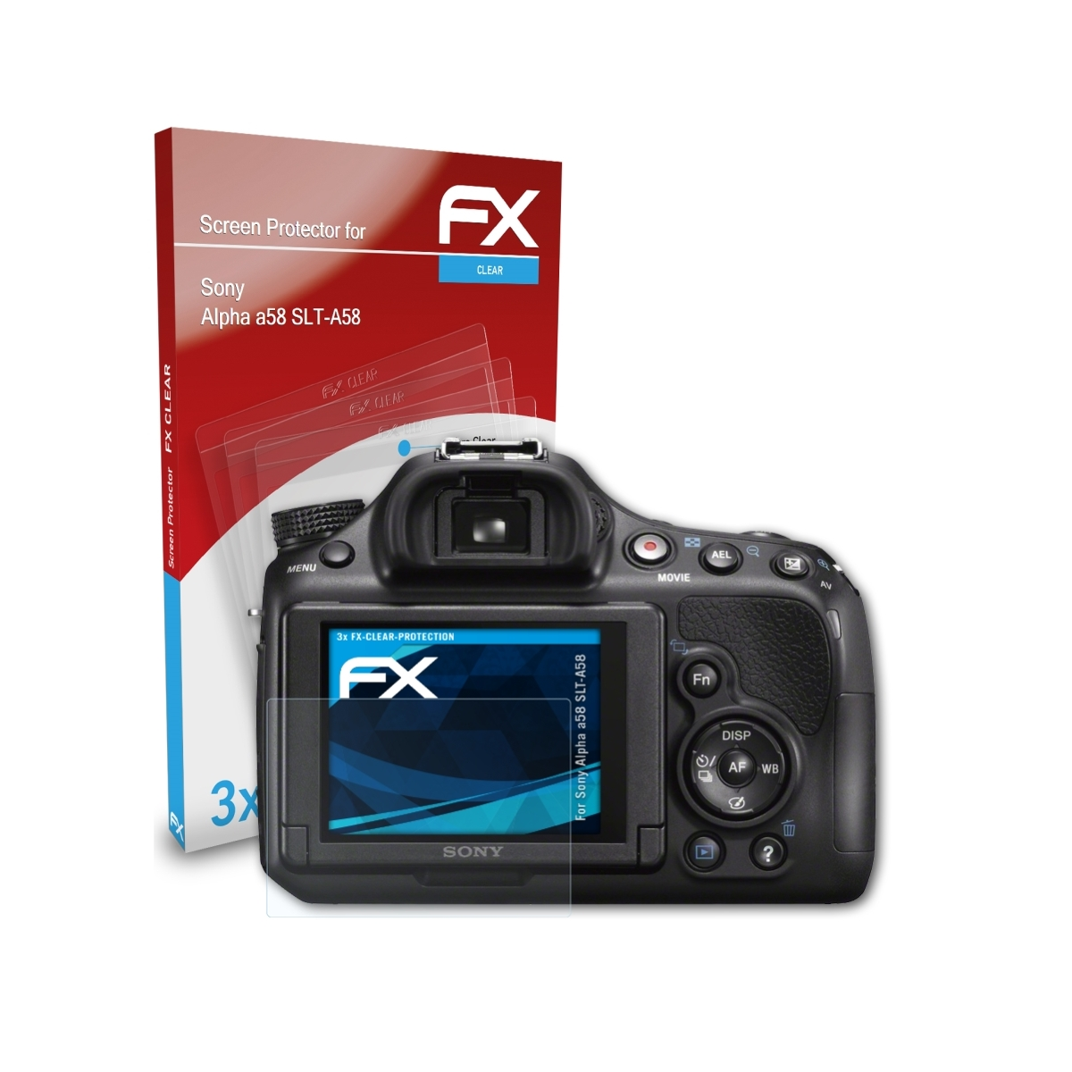ATFOLIX 3x FX-Clear a58 Displayschutz(für Alpha (SLT-A58)) Sony