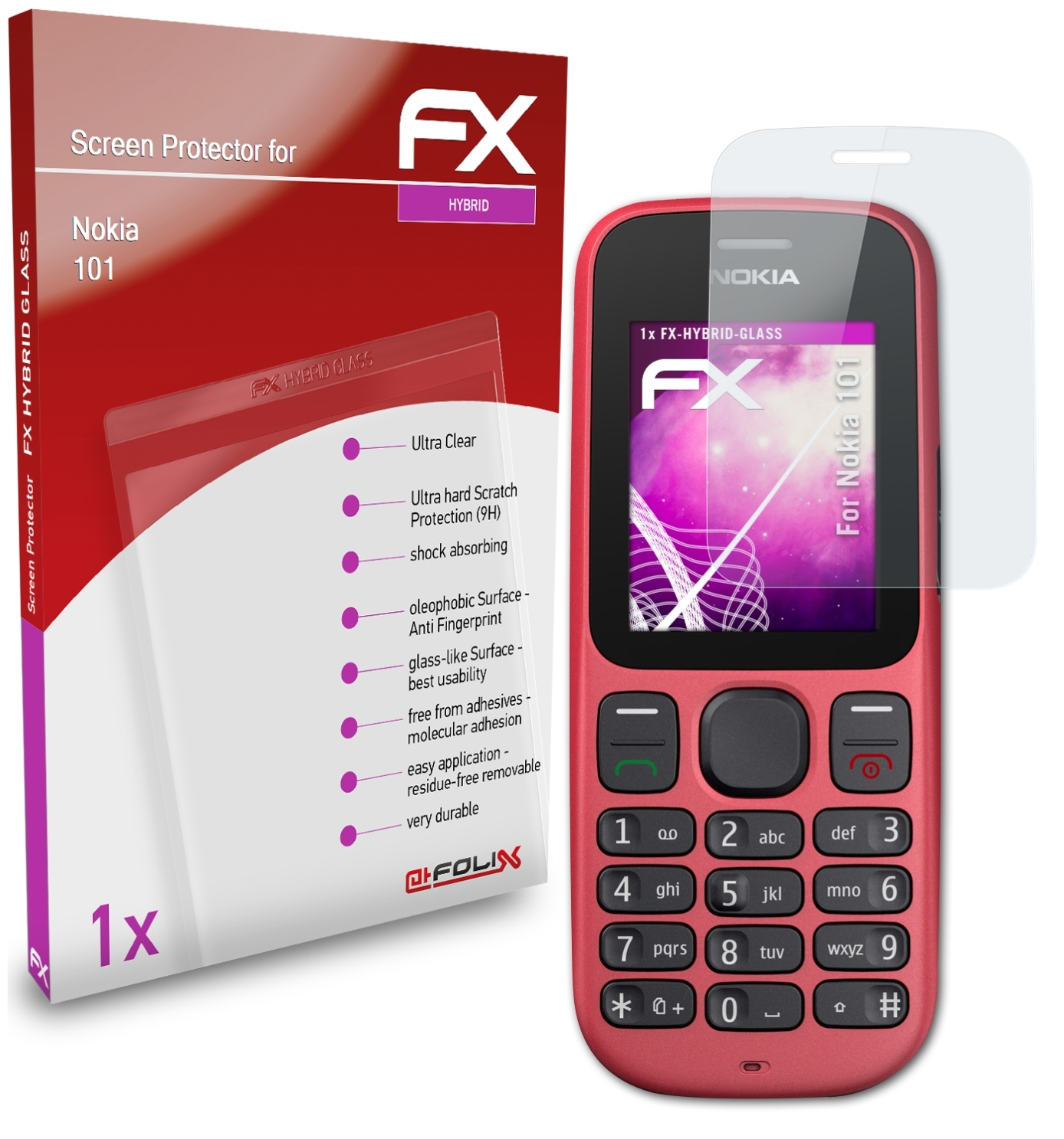 ATFOLIX FX-Hybrid-Glass Schutzglas(für Nokia 101)