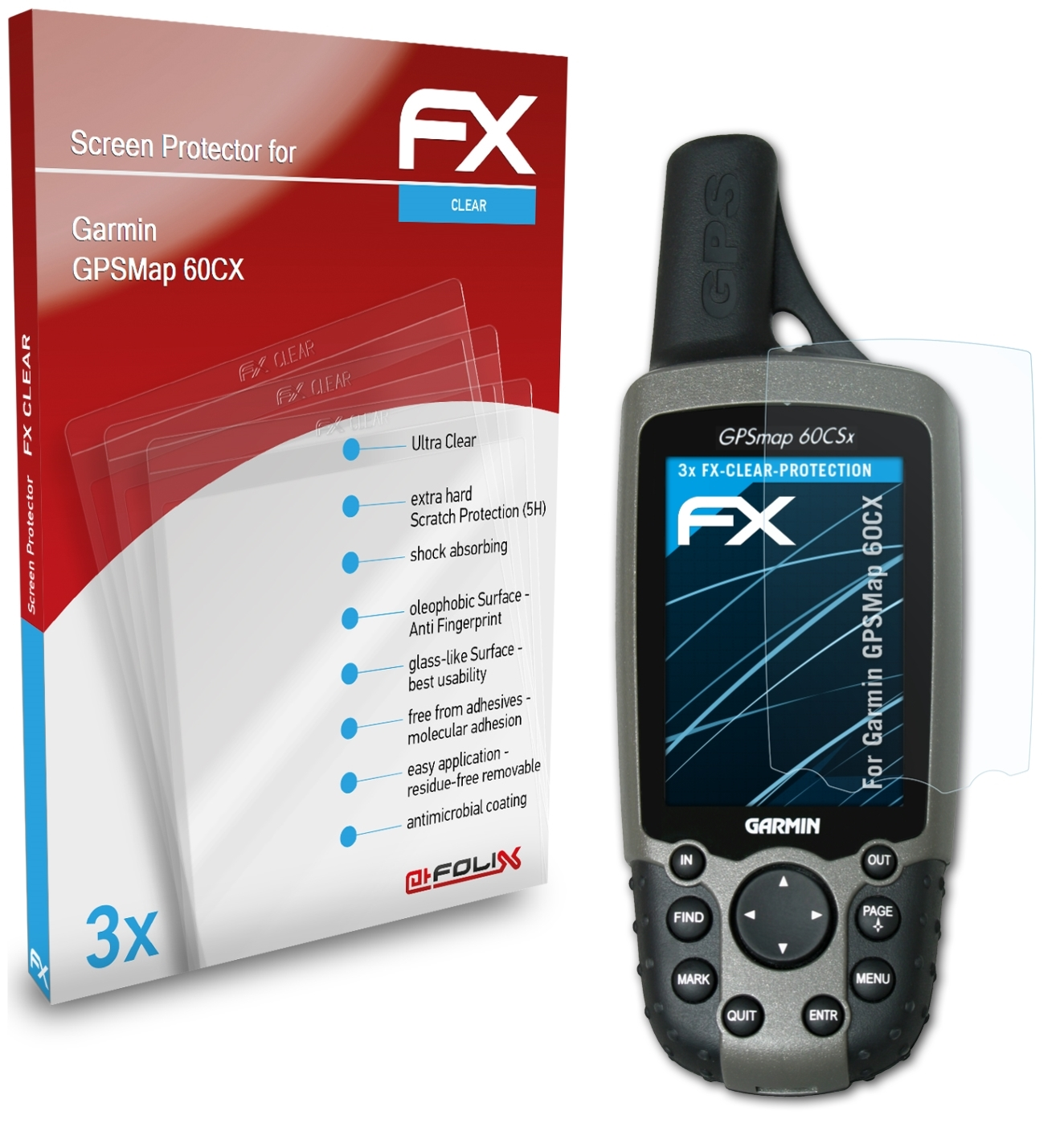 FX-Clear Garmin Displayschutz(für ATFOLIX GPSMap 3x 60CX)